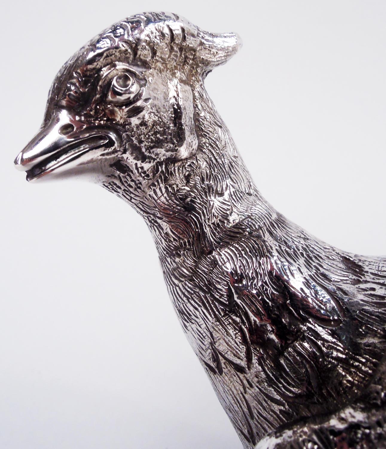 Pair of Traditional English Sterling Silver Pheasants, 1966 For Sale 2