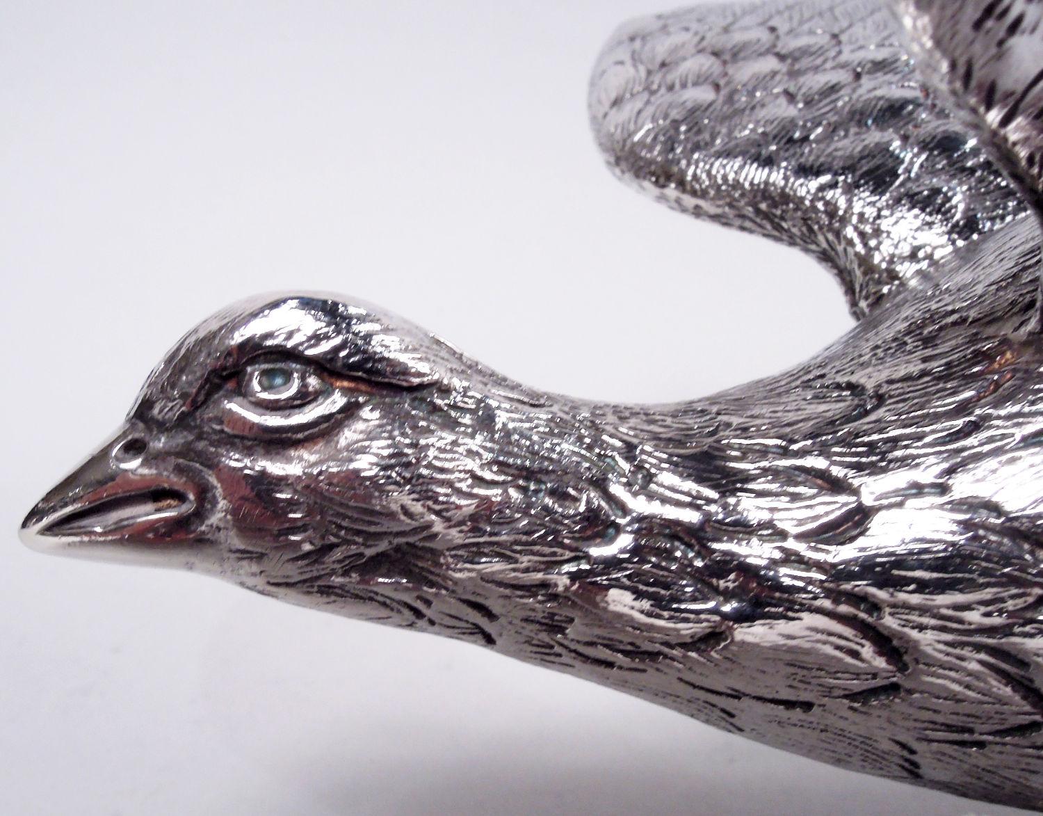 Pair of Traditional English Sterling Silver Pheasants, 1966 For Sale 3
