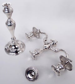 Pair of Traditional Georgian Sterling Silver 3-Light Candelabra
