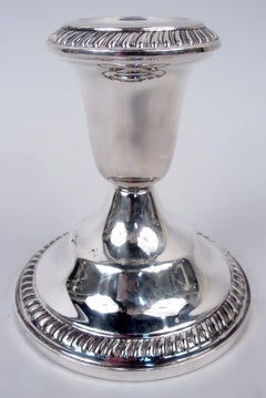Pair of Traditional Georgian Sterling Silver Low Candlesticks