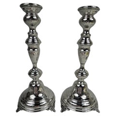 Pair of Traditional Old Country Friday Night Shabbos Candlesticks