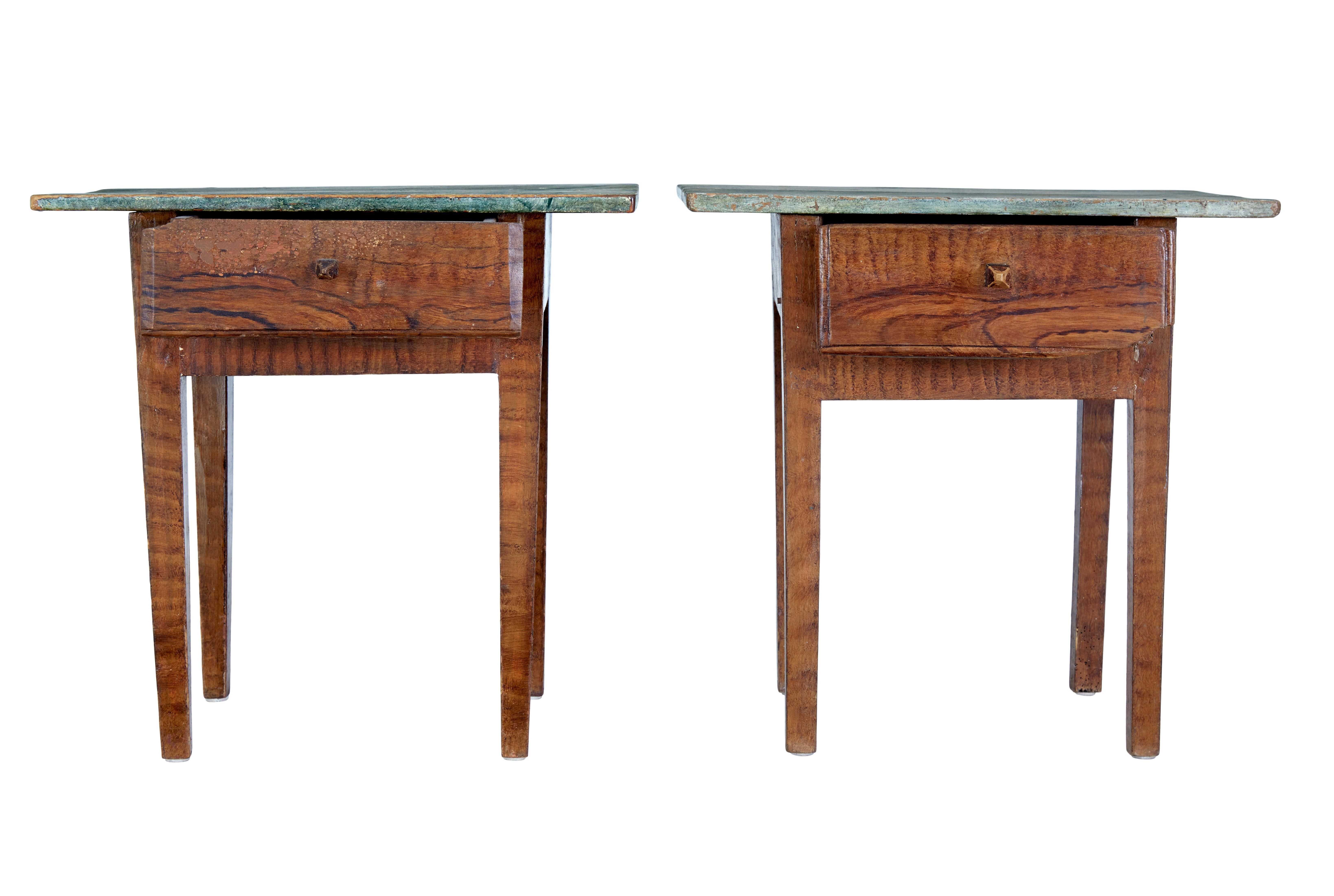 Pair of Traditional Painted Swedish Side Tables In Good Condition For Sale In Debenham, Suffolk