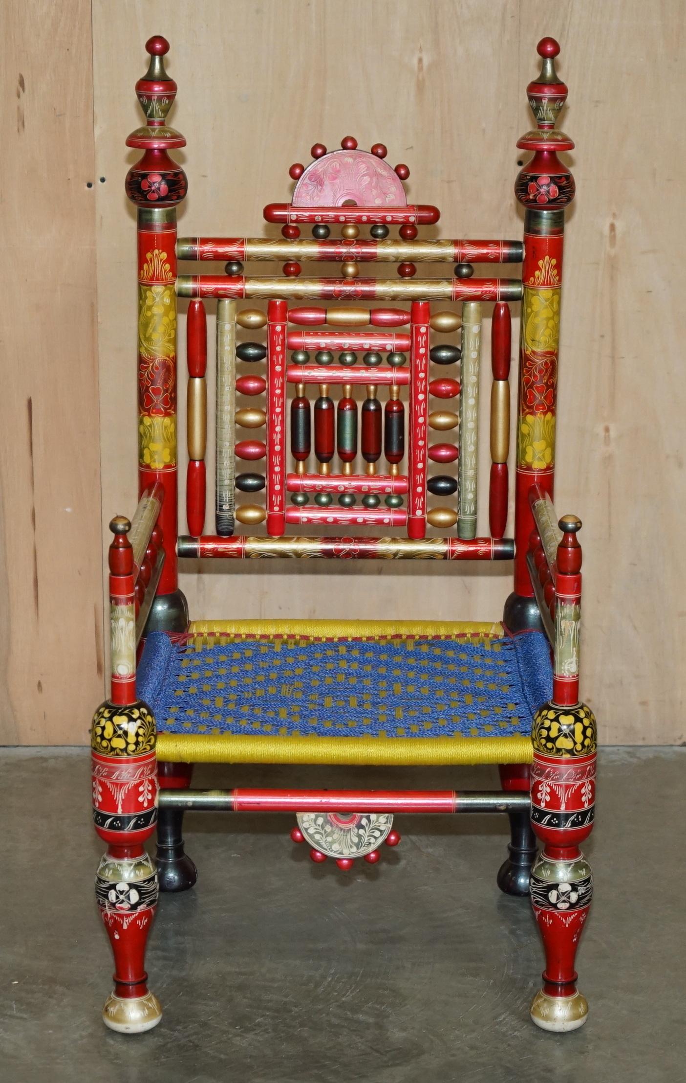 PAIR OF TRADITIONAL PUNJABI TRIBAL WEDDING CHAIRS FROM PAKiSTAN IN CEDAR WOOD For Sale 11