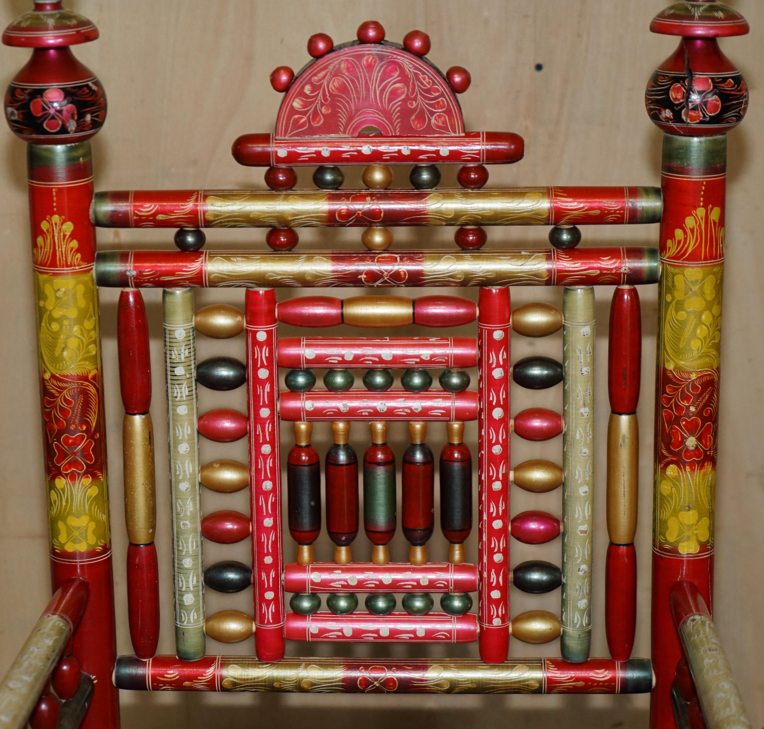 Painted PAIR OF TRADITIONAL PUNJABI TRIBAL WEDDING CHAIRS FROM PAKiSTAN IN CEDAR WOOD For Sale