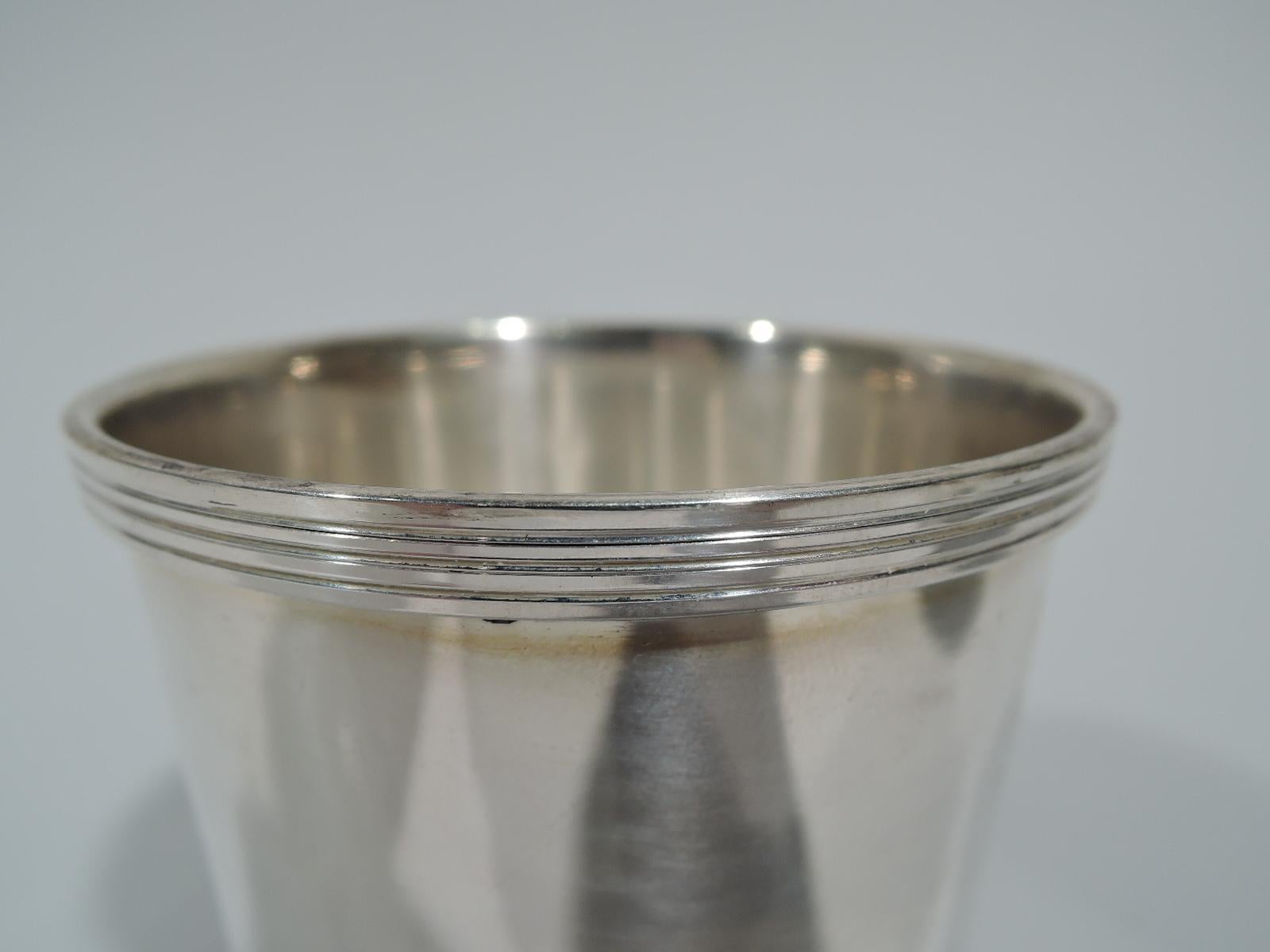 Modern Pair of Traditional Sterling Silver Mint Julep Cups by Fisher