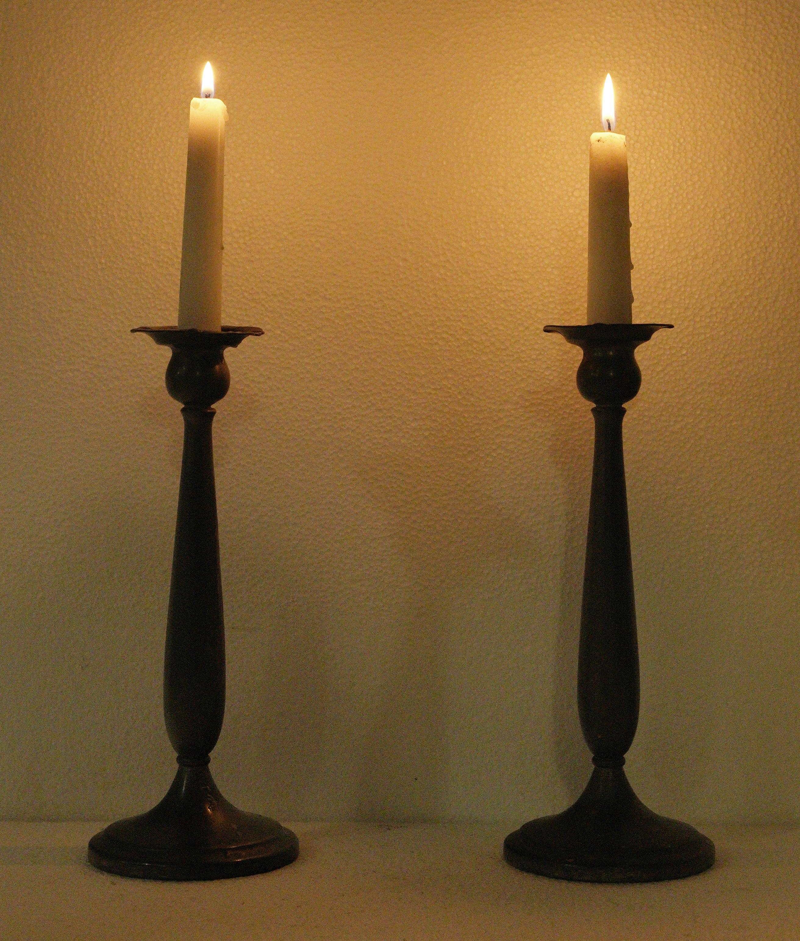 Pair of Traditional Tall Pewter Candle Holders For Sale 6