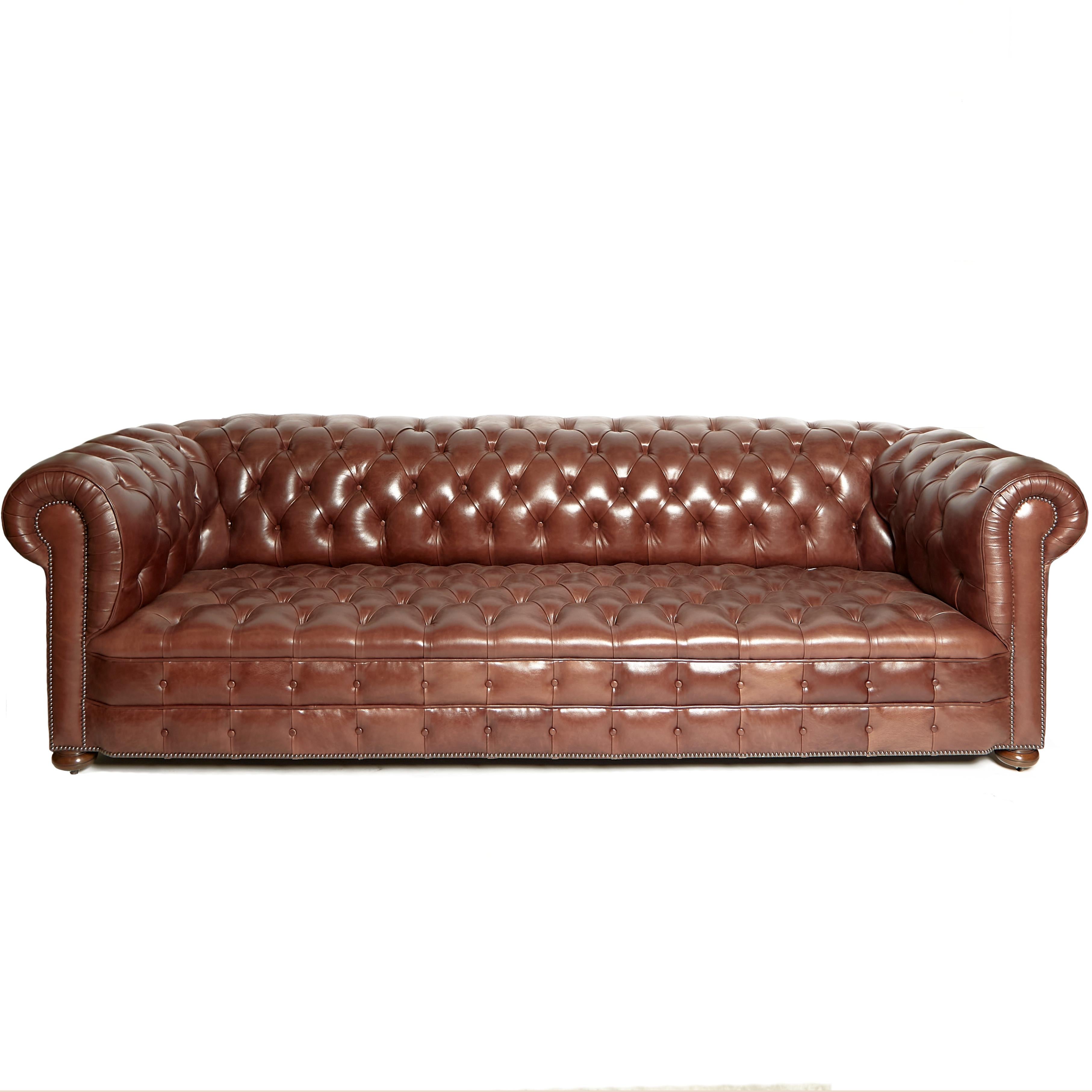 Pair of Traditionally Designed Large Chesterfield Leather Sofas 1