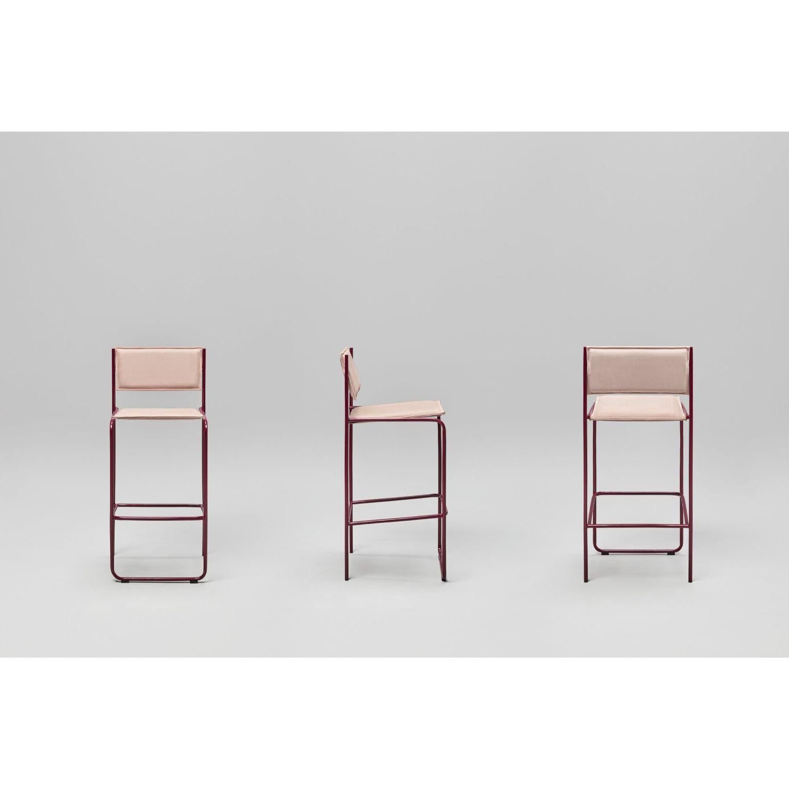 Pair of Trampolín stool by Pepe Albargues
Dimensions: W47, D49, H103, Seat76
Materials: Chrome plated or painted iron structure
Foam CMHR (high resilience and flame retardant) for all our cushion filling systems
Removable backrest and seat