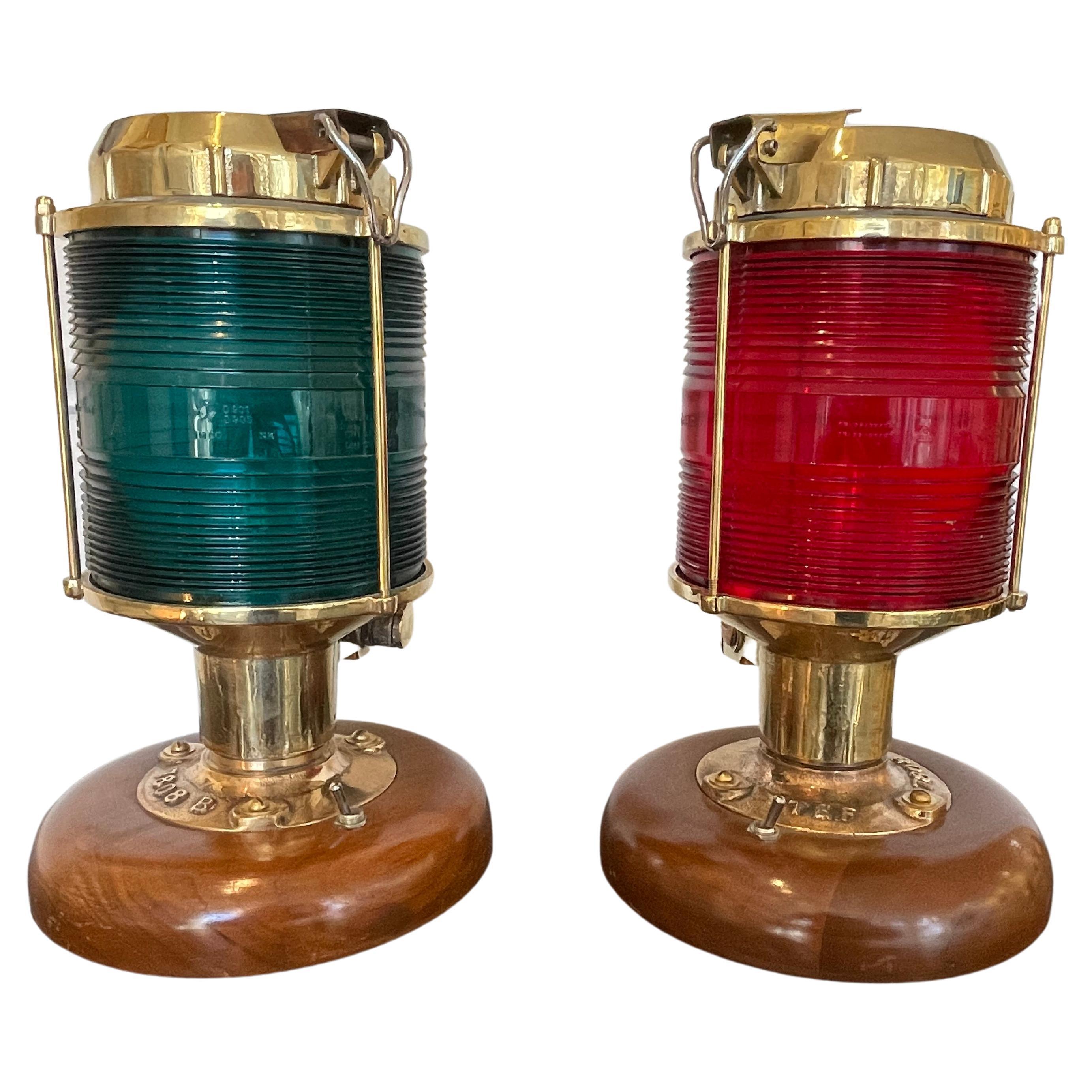 Pair of Tranberg Brass Port and Starboard Navigational Nautical Post Lights