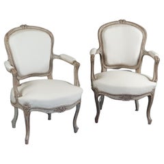 Pair of Transition Armchairs in Gray Lacquered Wood
