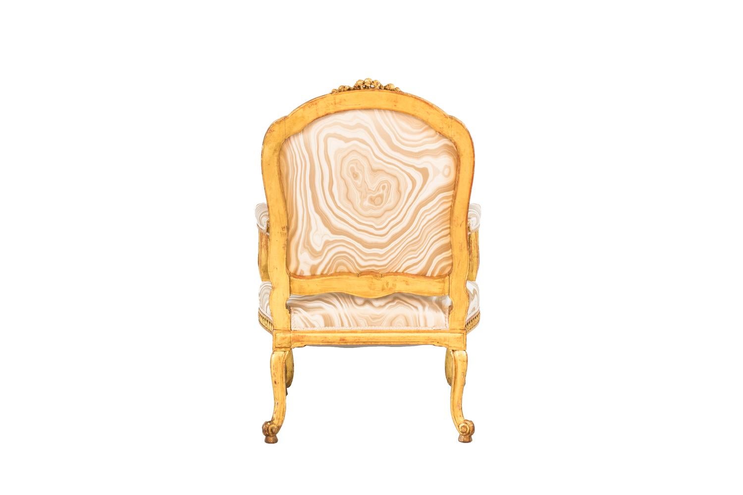 Pair of Transition Style Armchairs in Giltwood, circa 1880 In Good Condition In Saint-Ouen, FR