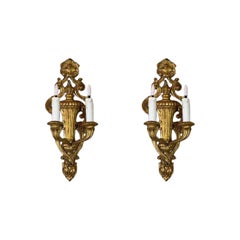 Pair of transition-style gilt wood wall lights, circa 1900