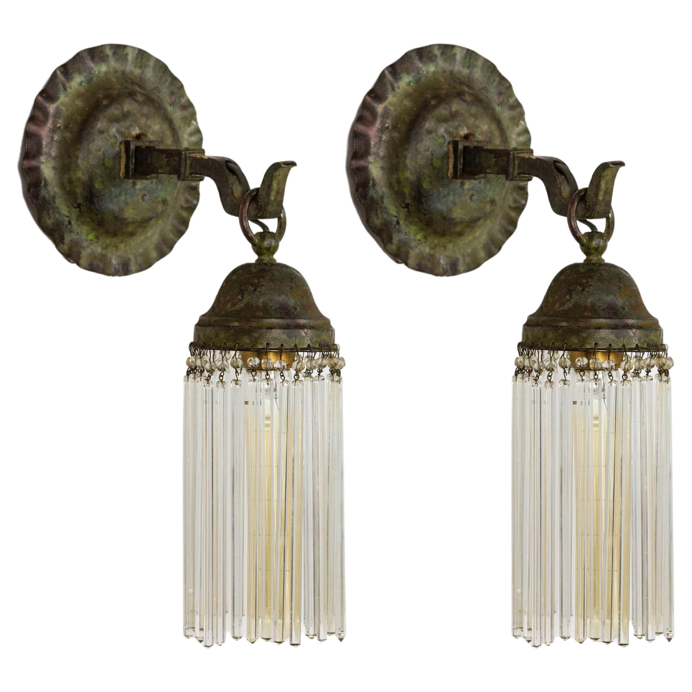 Pair of Transitional Wall Sconces with Art Nouveau and Arts & Crafts Styling