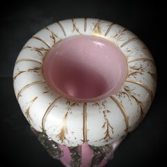Pair of Translucent Pink and White Opaline Glass Lusters, Late 19th C