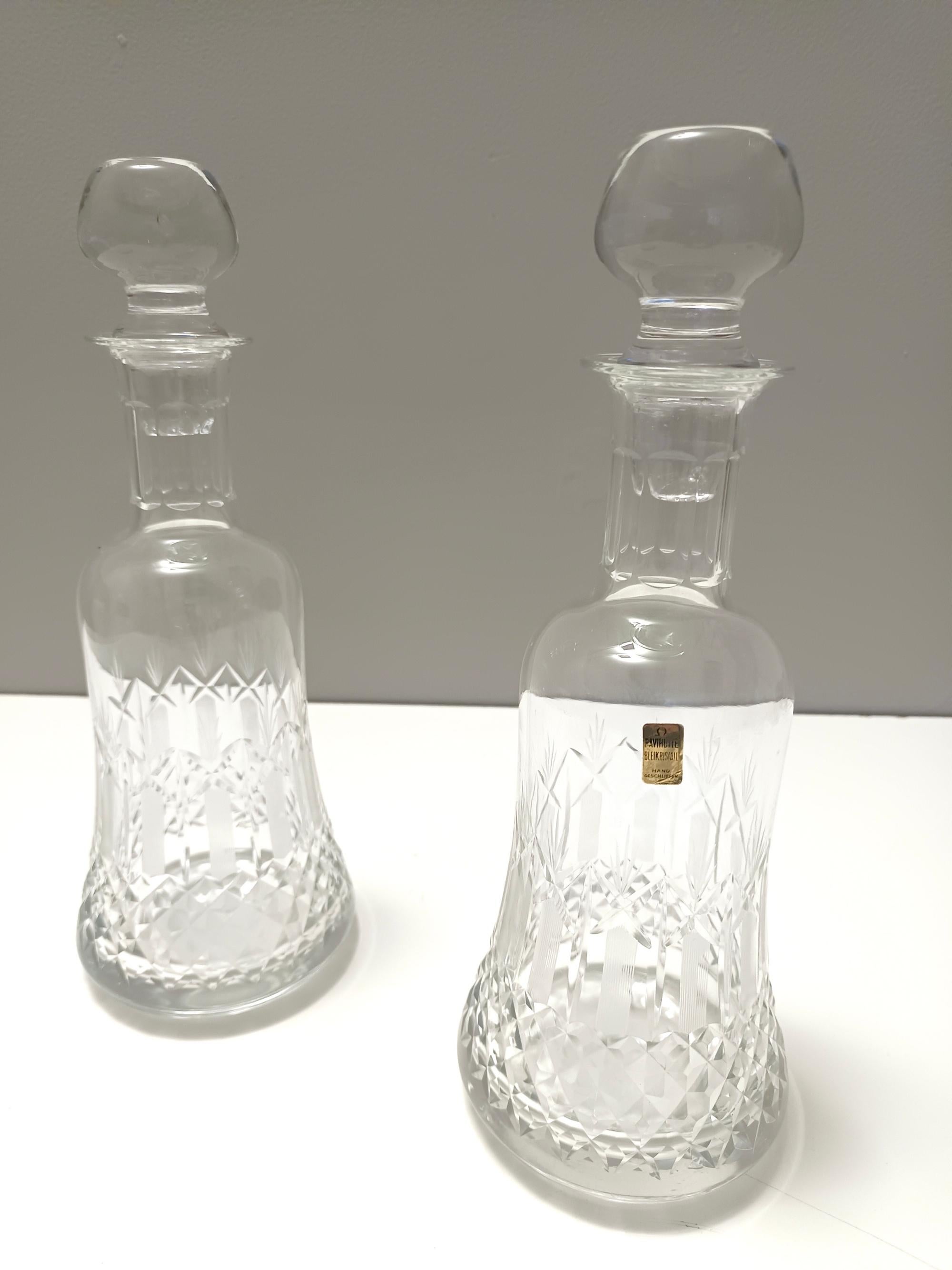 Coppia di bottiglie decanter in cristallo trasparente di Bleikristall, Germania in vendita 3