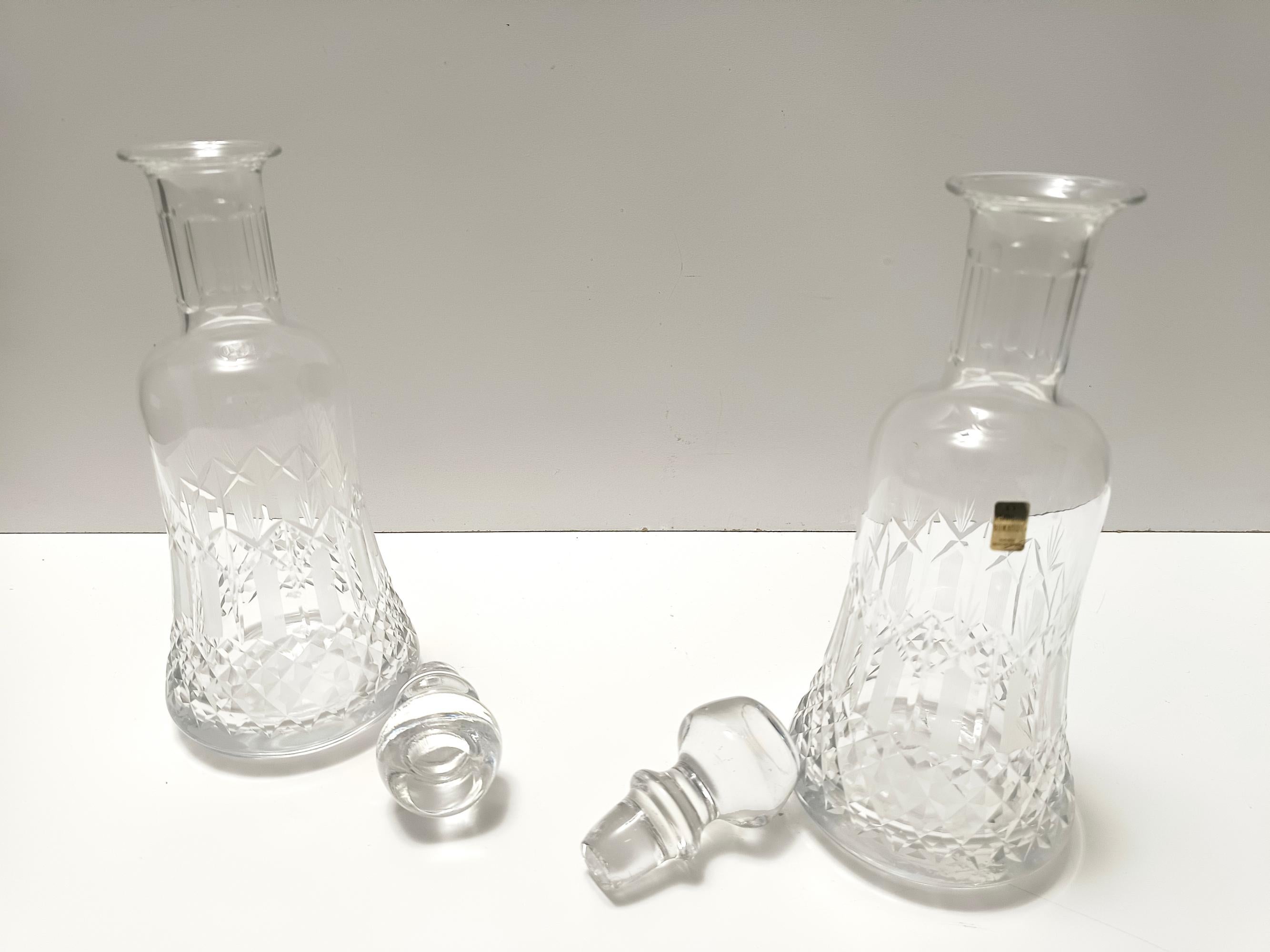 Coppia di bottiglie decanter in cristallo trasparente di Bleikristall, Germania in vendita 4