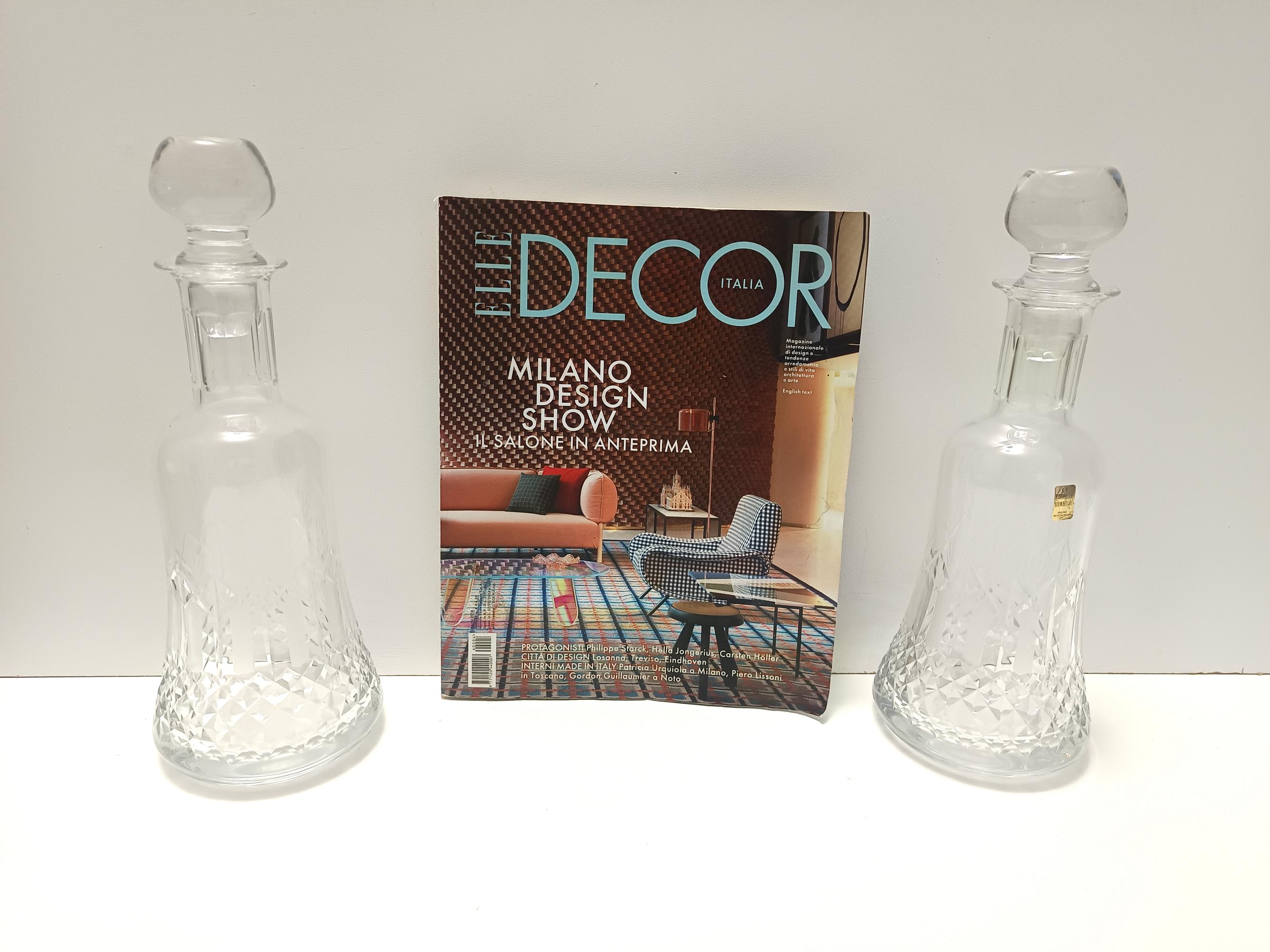 Fine XX secolo Coppia di bottiglie decanter in cristallo trasparente di Bleikristall, Germania in vendita