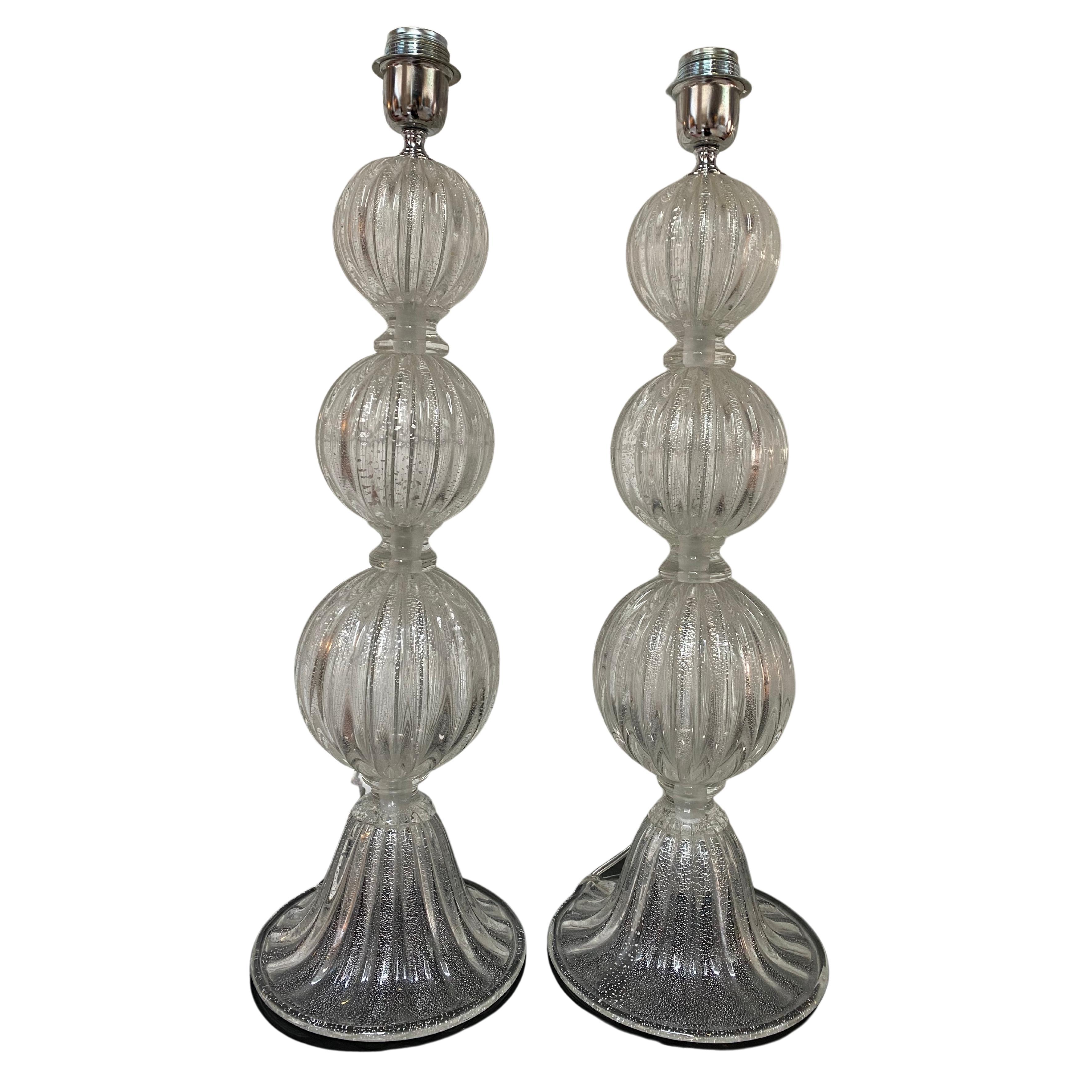Pair of Transparent Lamps Alberto Dona Murano, 1970 For Sale
