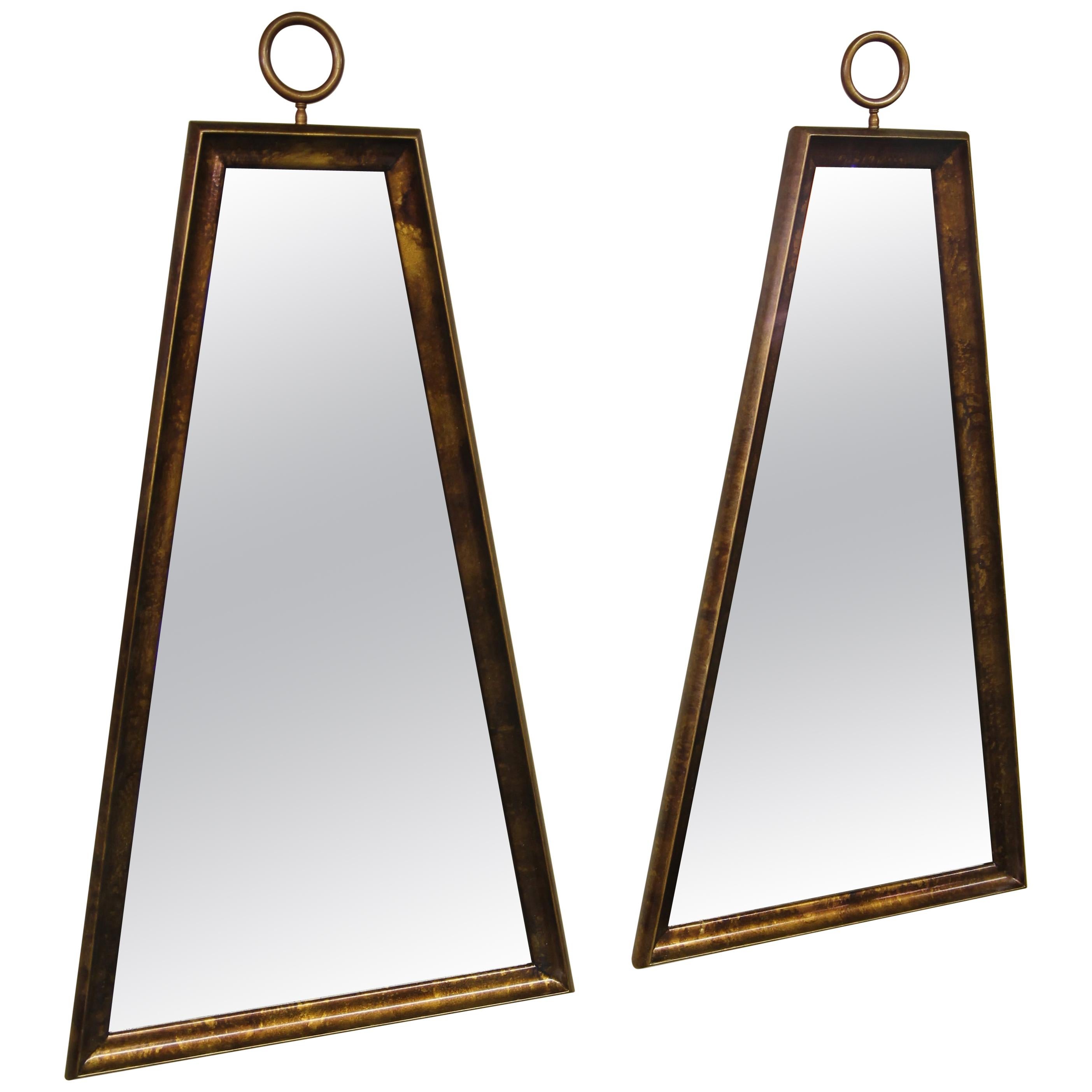 Pair of Trapezoidal Frame Mirrors in the Manner of Tommi Parzinger