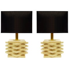 Pair of Travertine Table Lamps