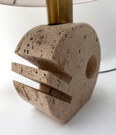 Pair of Travertine Abstract Sculpture Lamps by Fratelli Mannelli. Italy, 1970s