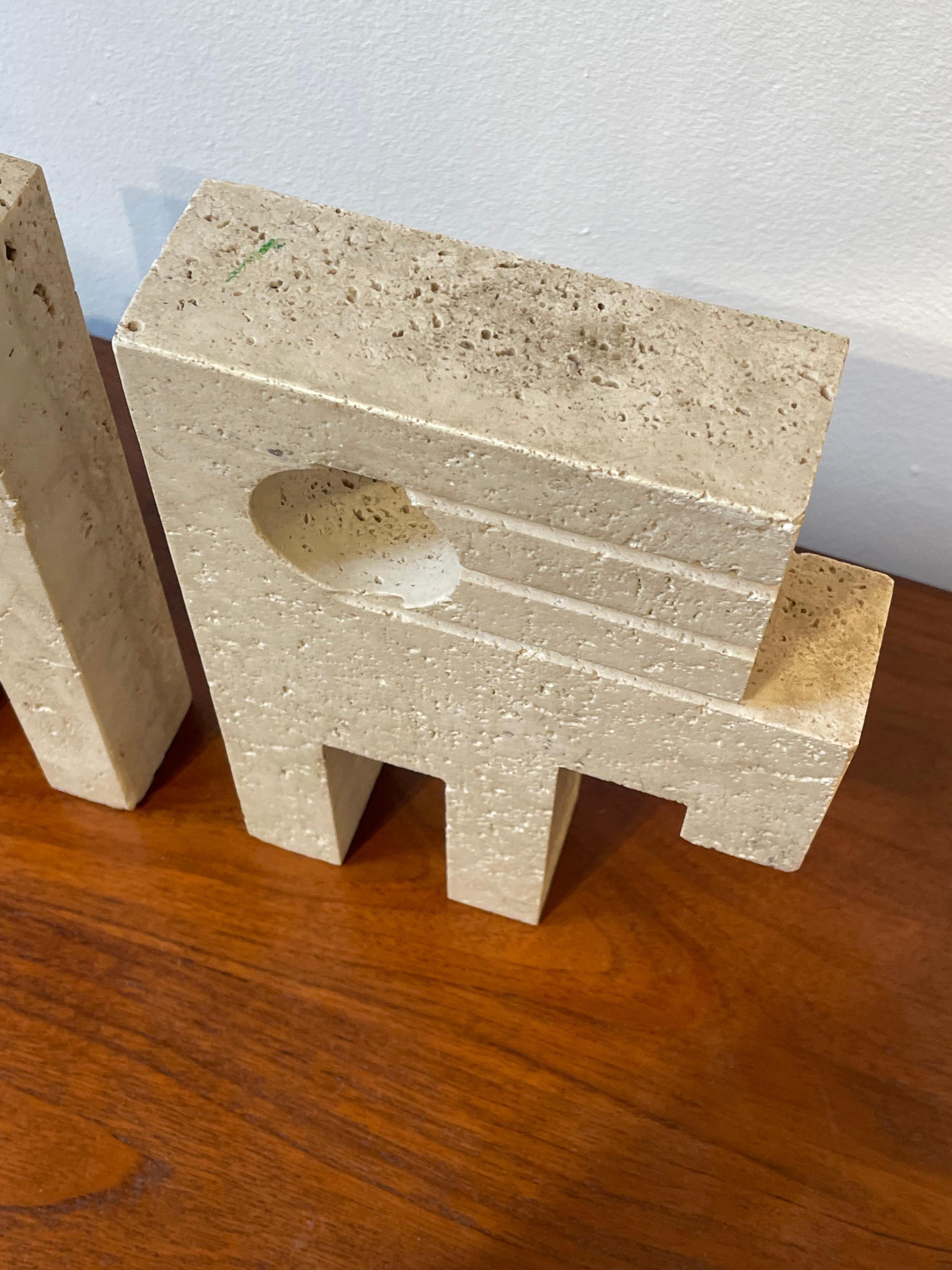 Pair of Travertine Bookends by Fratelli Mannelli, Italy, 1970s  4
