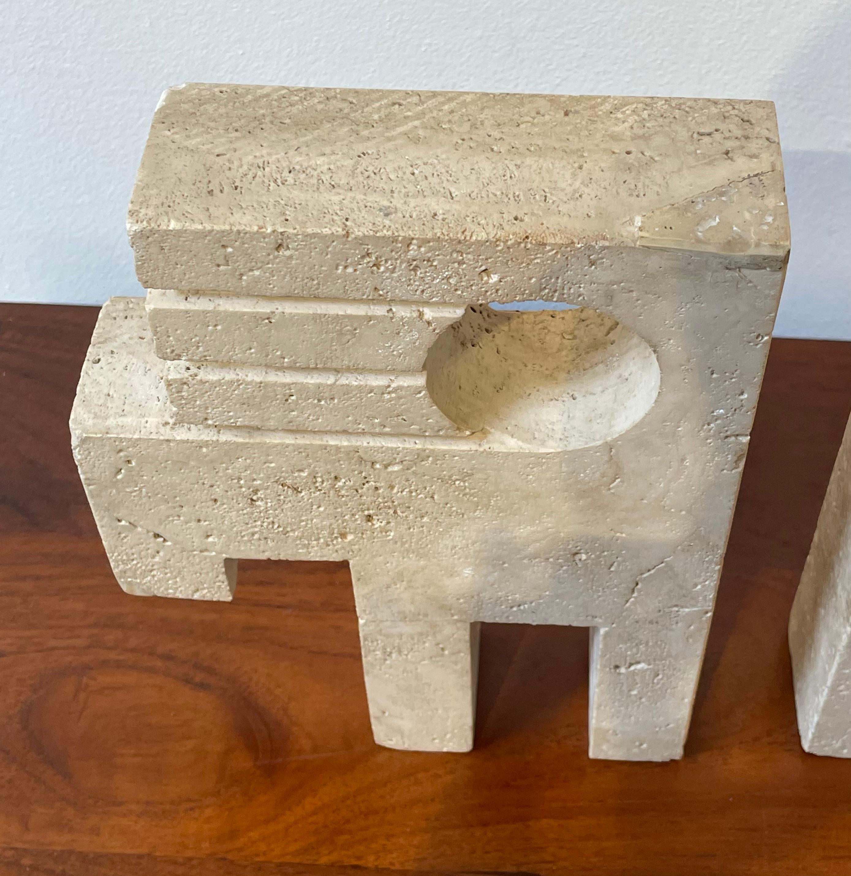 Pair of Travertine Bookends by Fratelli Mannelli, Italy, 1970s  5