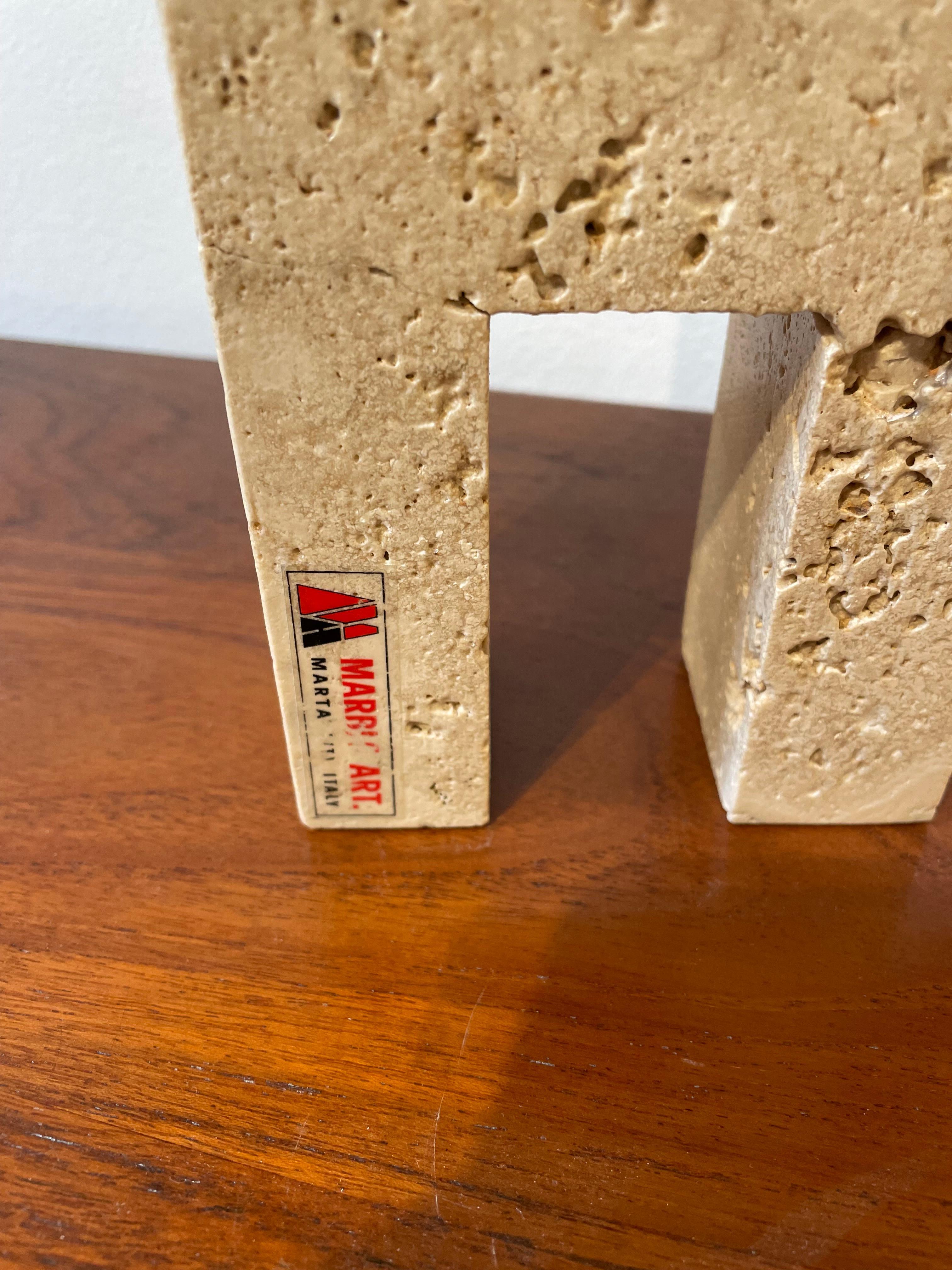 Pair of Travertine Bookends by Fratelli Mannelli, Italy, 1970s  8