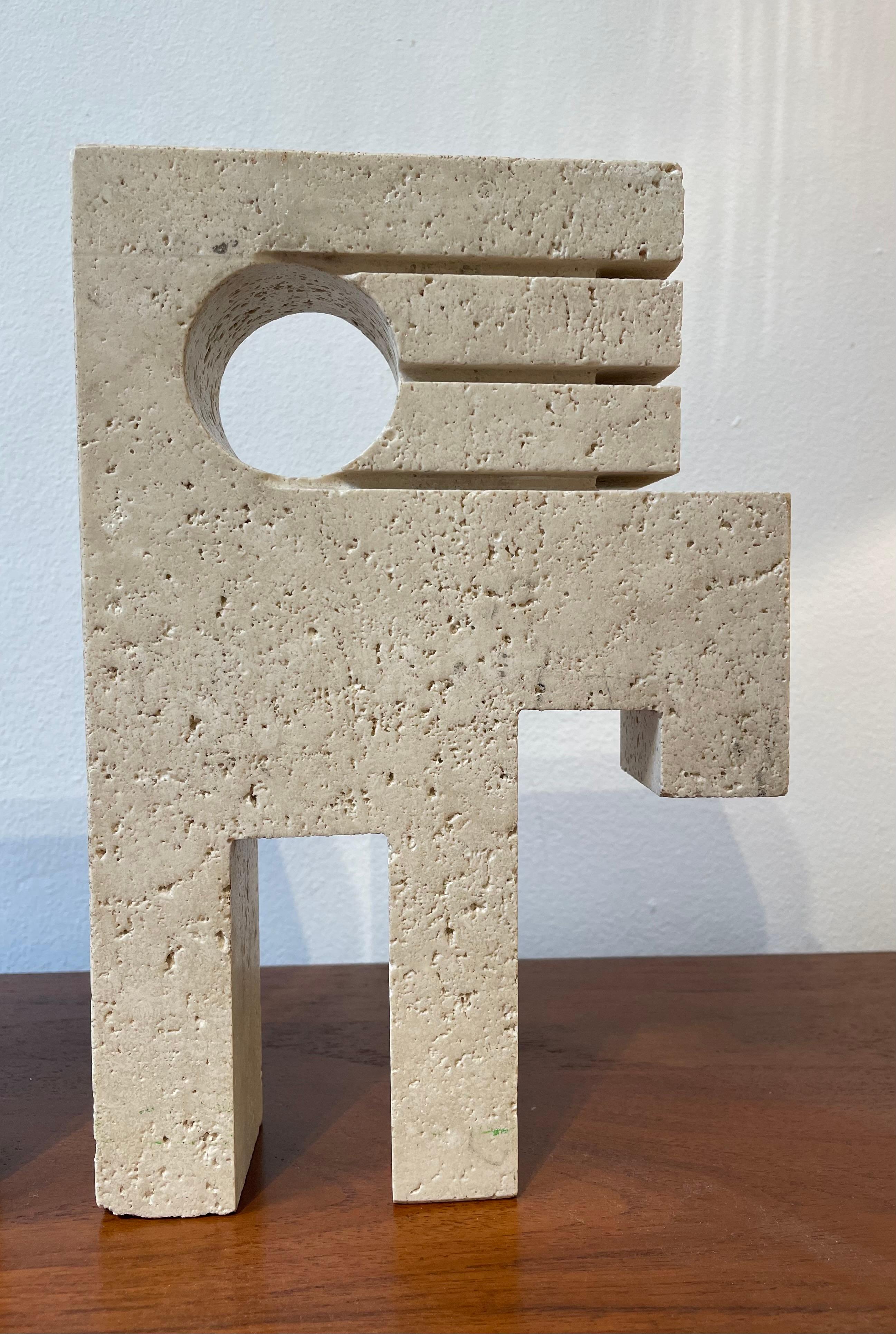 Italian Pair of Travertine Bookends by Fratelli Mannelli, Italy, 1970s 