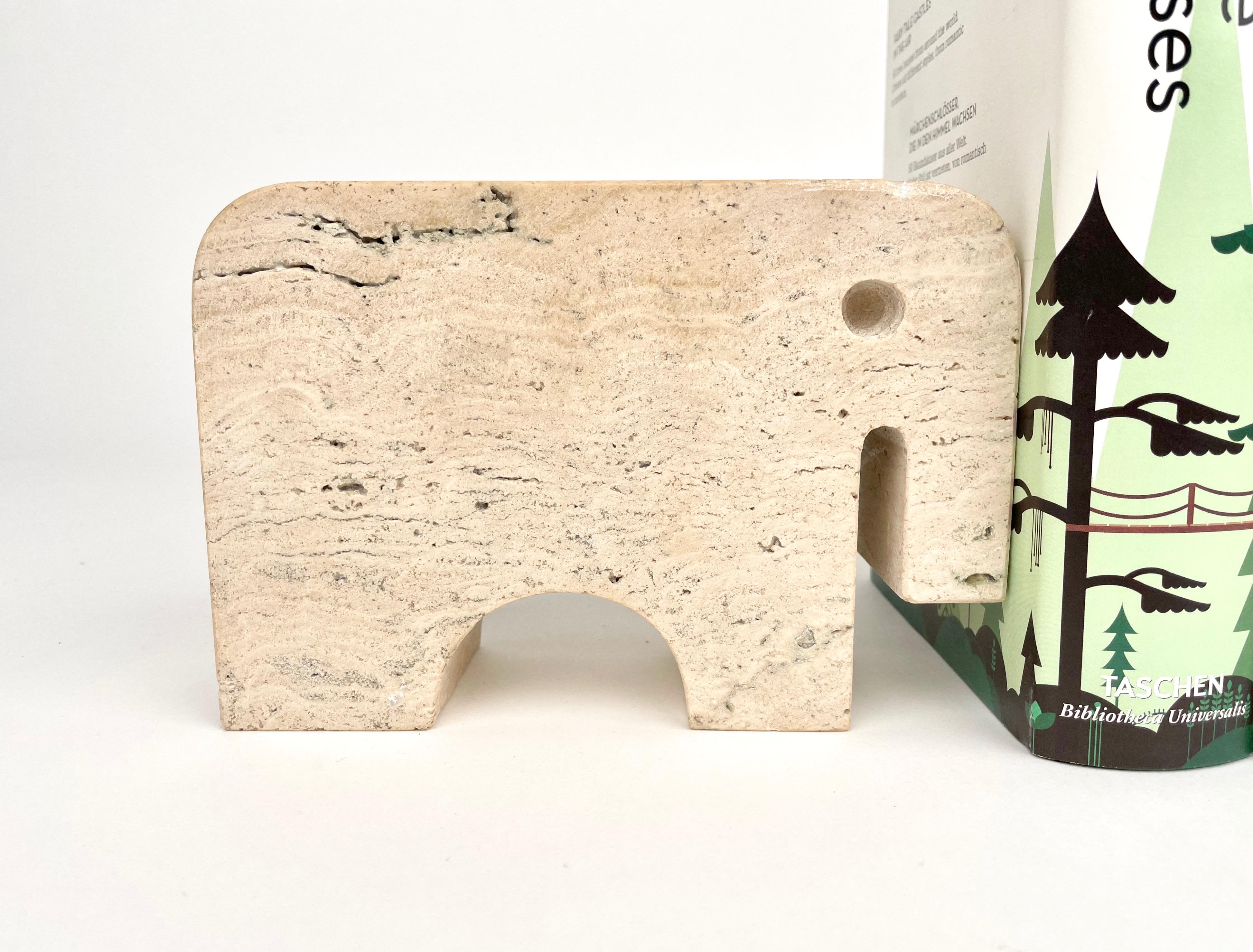 Pair of Travertine Bookends Elephant Sculpture by Fratelli Mannelli, Italy 1970s For Sale 5