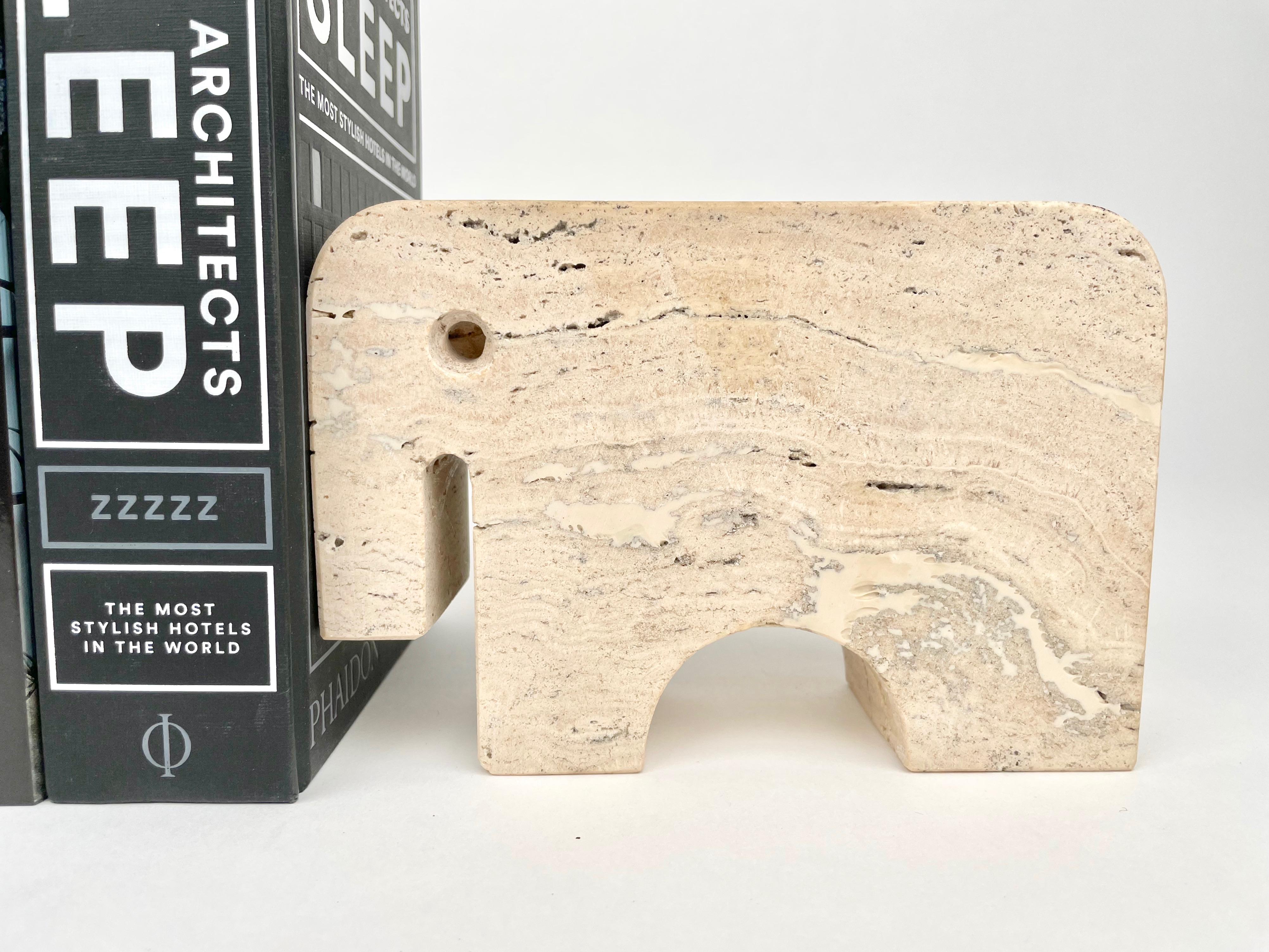 Pair of Travertine Bookends Elephant Sculpture by Fratelli Mannelli, Italy 1970s For Sale 6