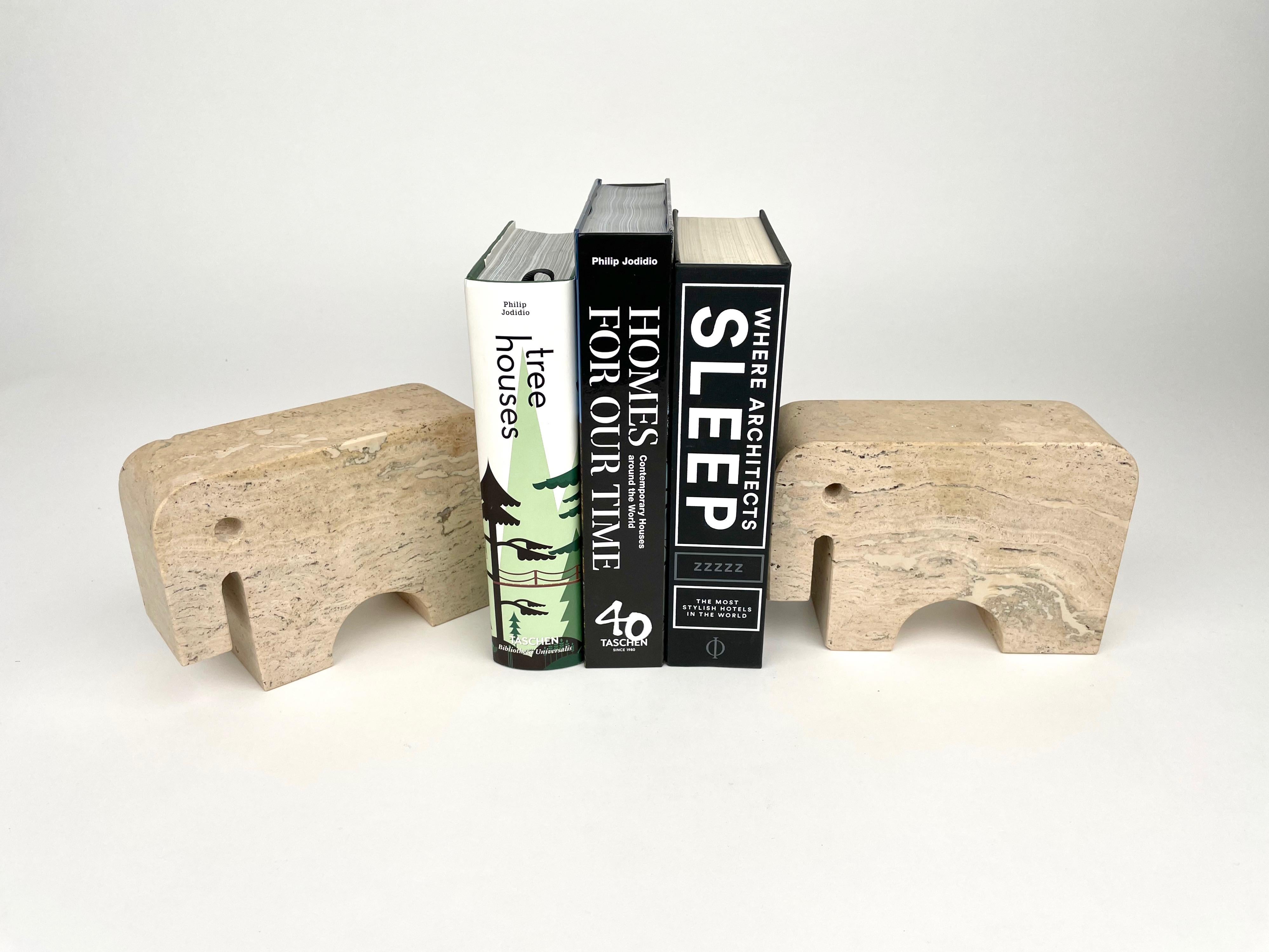 Pair of Travertine Bookends Elephant Sculpture by Fratelli Mannelli, Italy 1970s For Sale 7