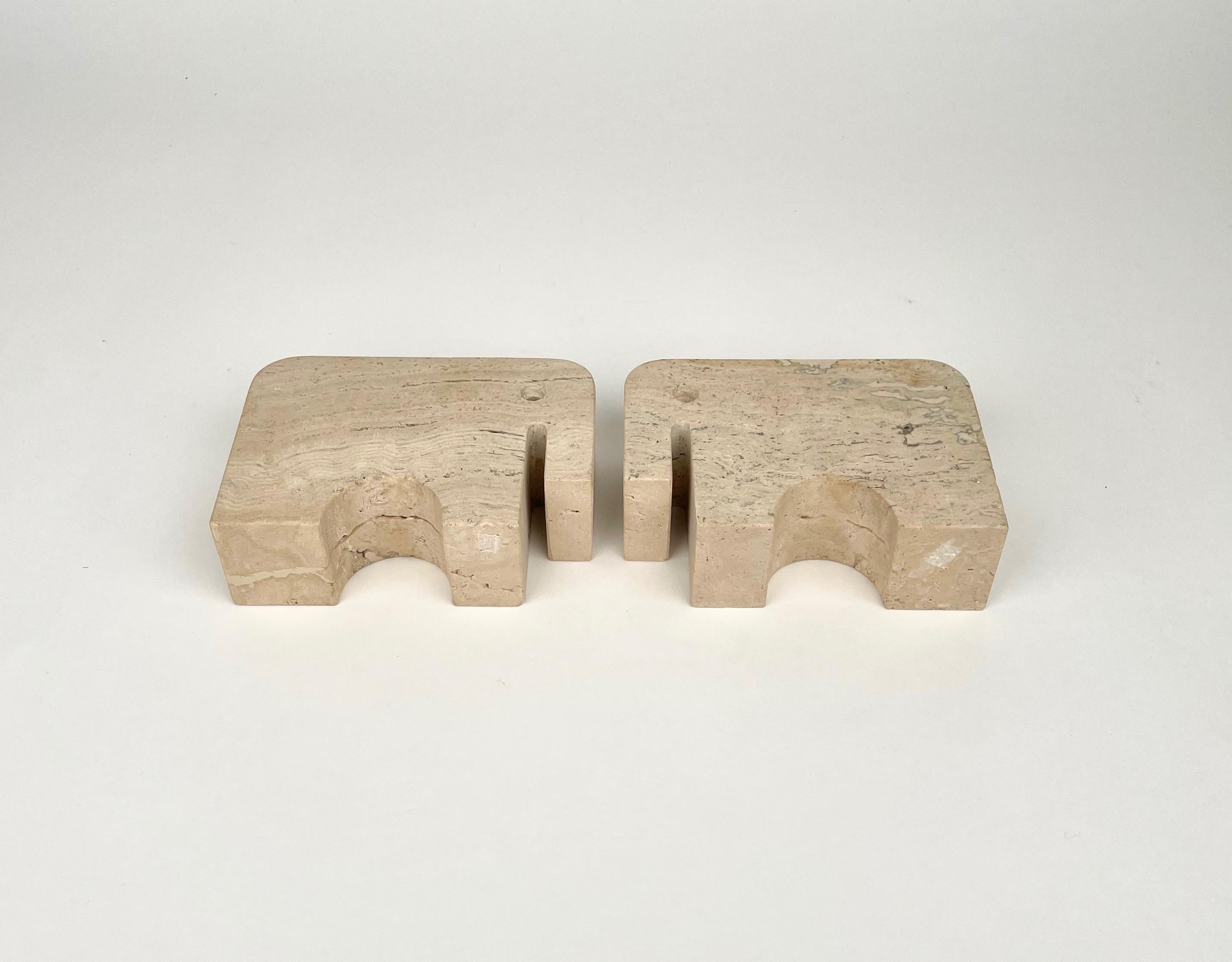 Pair of Travertine Bookends Elephant Sculpture by Fratelli Mannelli, Italy 1970s For Sale 9