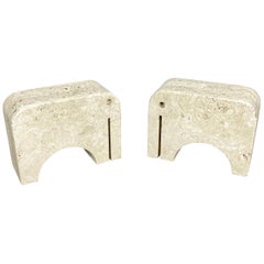 Pair of Travertine Bookends Elephant Sculpture by Fratelli Mannelli, Italy 1970s