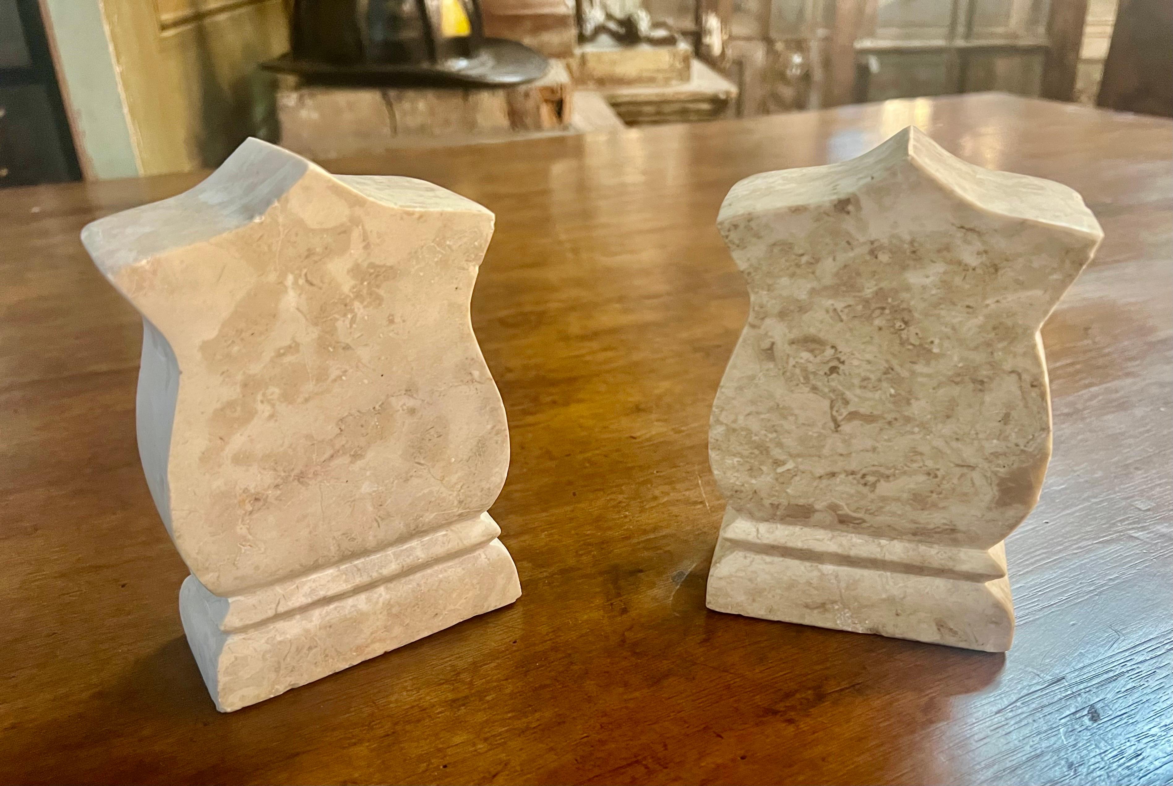 Italian Pair of Travertine Bookends-Mid 20th Century For Sale