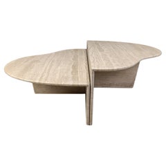 Pair of travertine coffee tables, 1970s