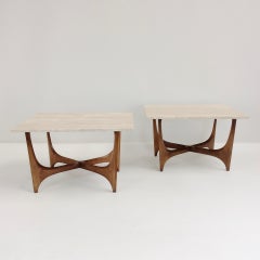 Pair of Travertine Coffee Tables, circa 1960, United-States