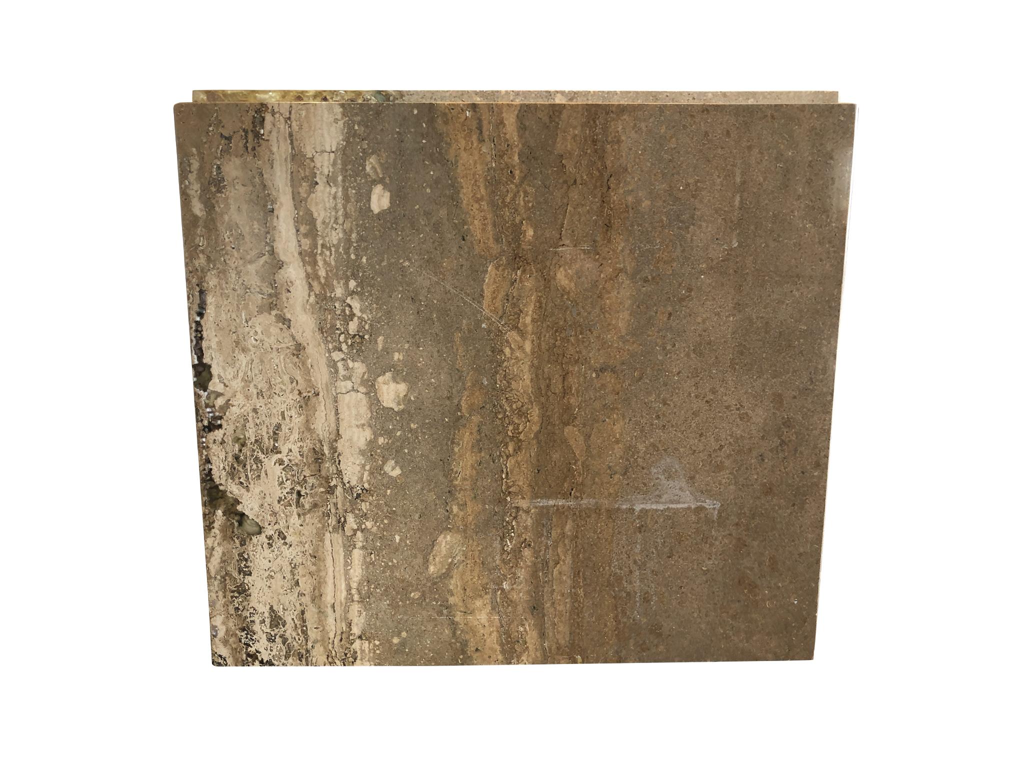 Pair of Travertine Cube Side Tables in the Style of Willy Rizzo 1