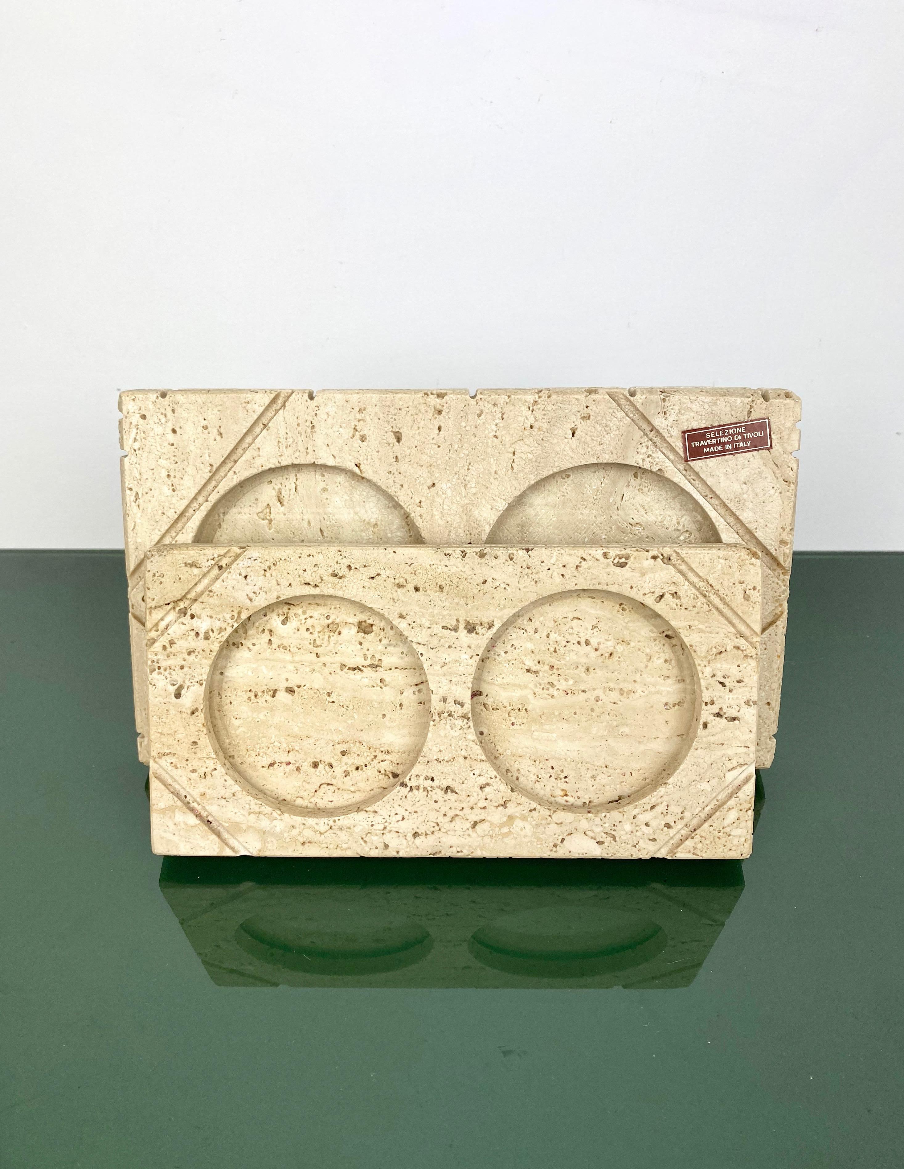 Pair of Travertine Double Picture Frame Fratelli Mannelli Style, Italy, 1970s In Good Condition For Sale In Rome, IT