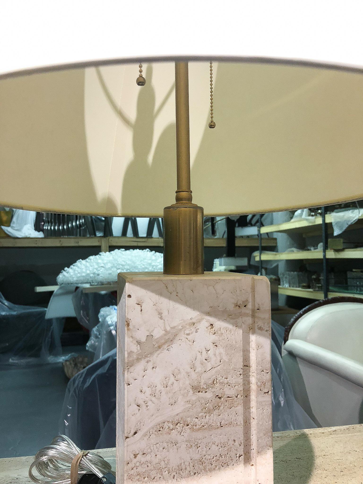 Mid-Century Modern Pair of Travertine Lamps by Fratelli Manelli, Italy, 1970's