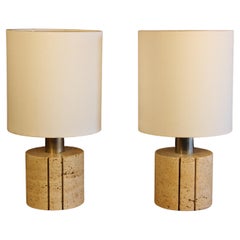 Pair of Travertine Lamps by Fratelli Mannelli, Italy, 1970s