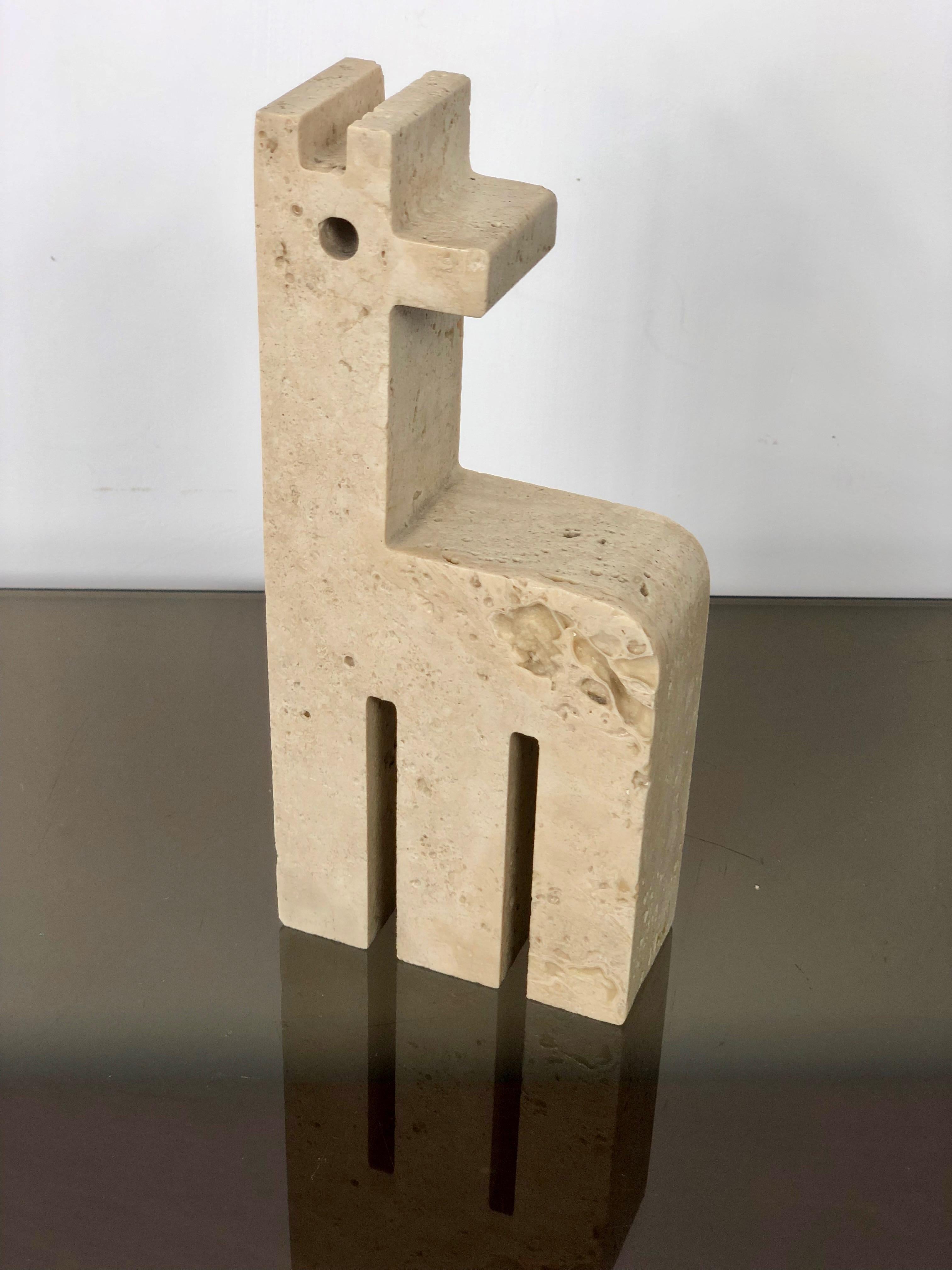 Pair of Travertine Marble Paperweight Giraffe by Fratelli Mannelli, Italy, 1970s 1