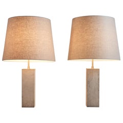 Pair of Travertine Marble Table Lamps, circa 1960
