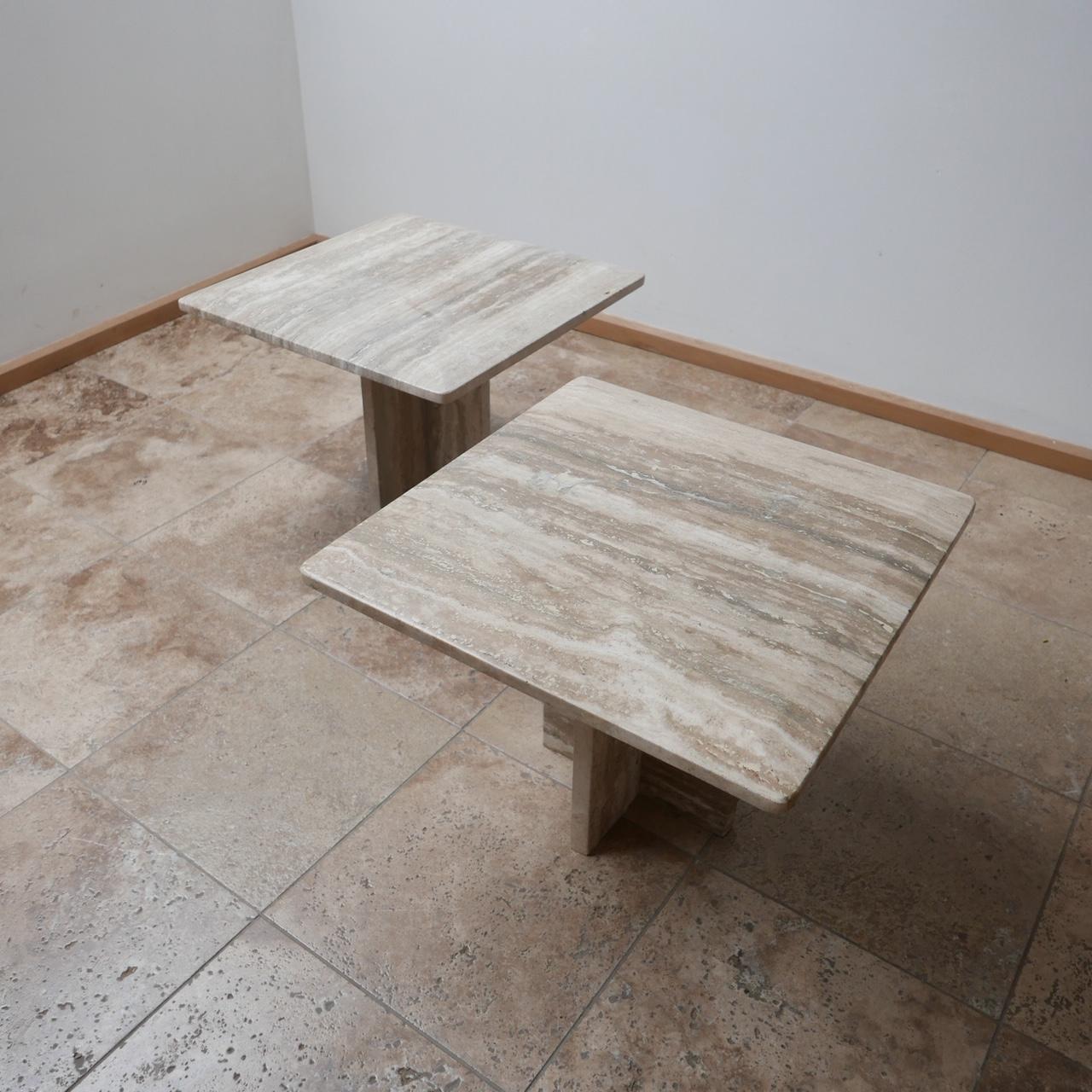 Pair of Travertine Midcentury Side Tables In Excellent Condition In London, GB