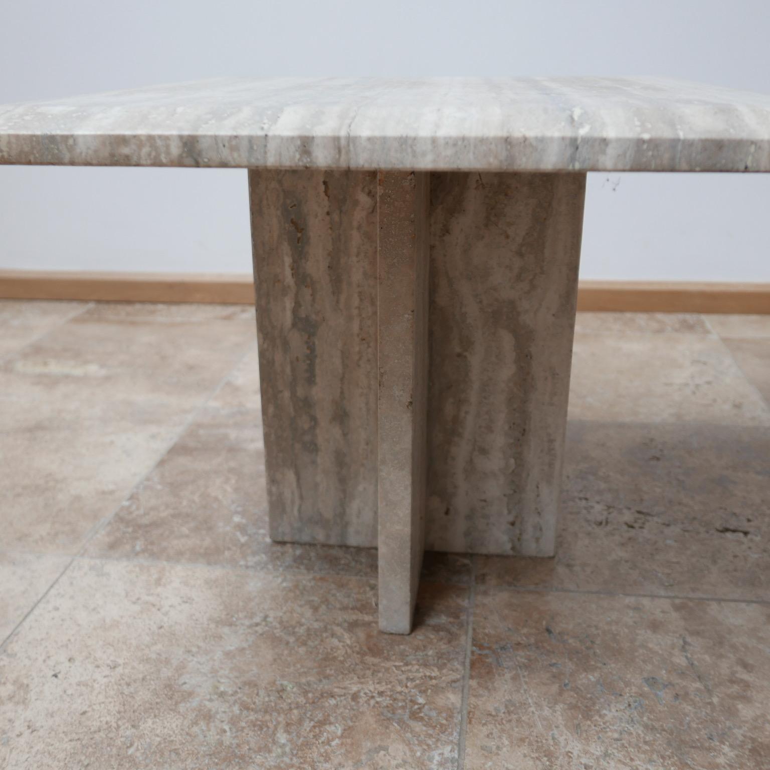 Late 20th Century Pair of Travertine Midcentury Side Tables