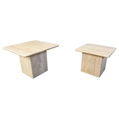 Pair of travertine nesting or side tables, 1970s