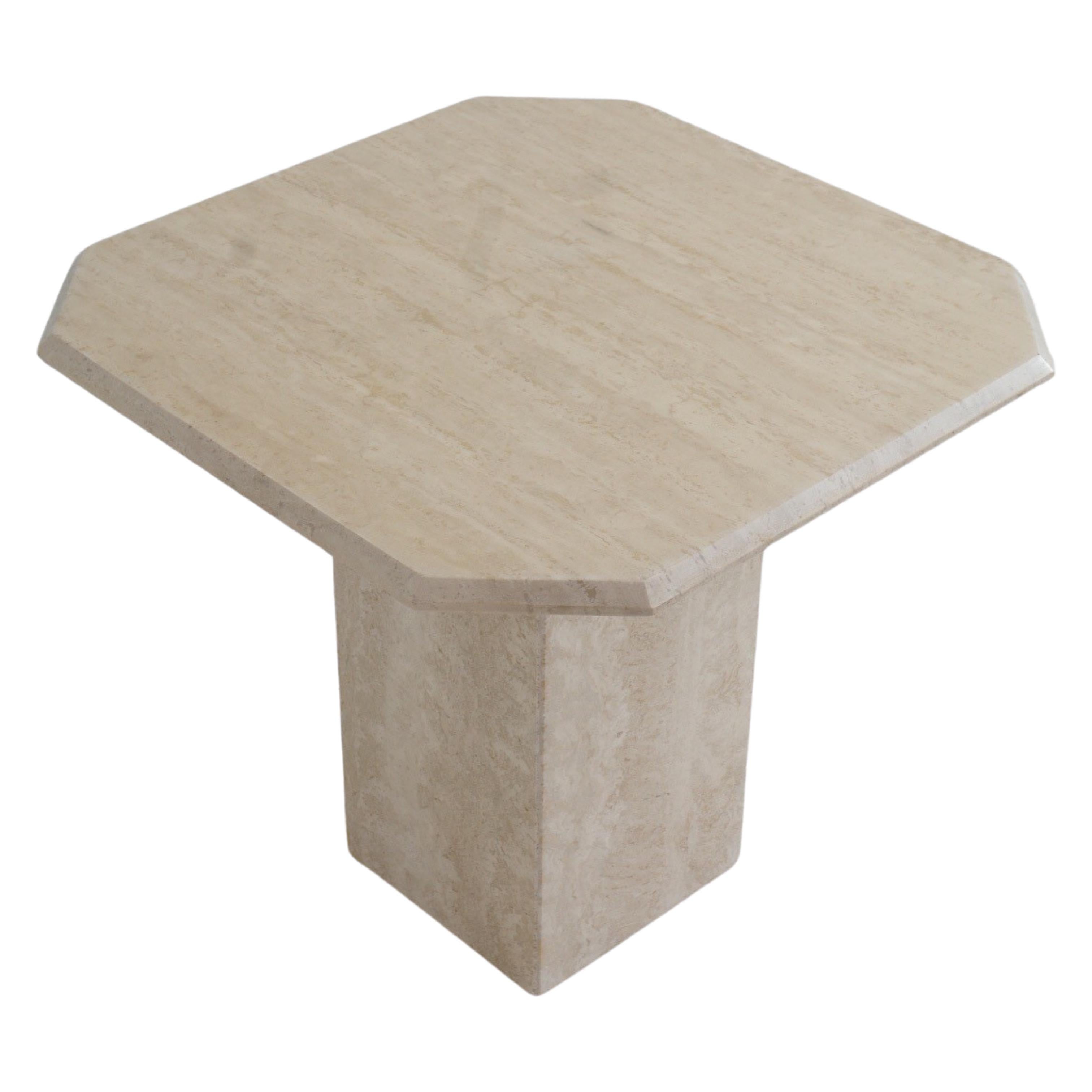 Post-Modern Pair of Travertine Pedestal Side Tables, 1980s For Sale