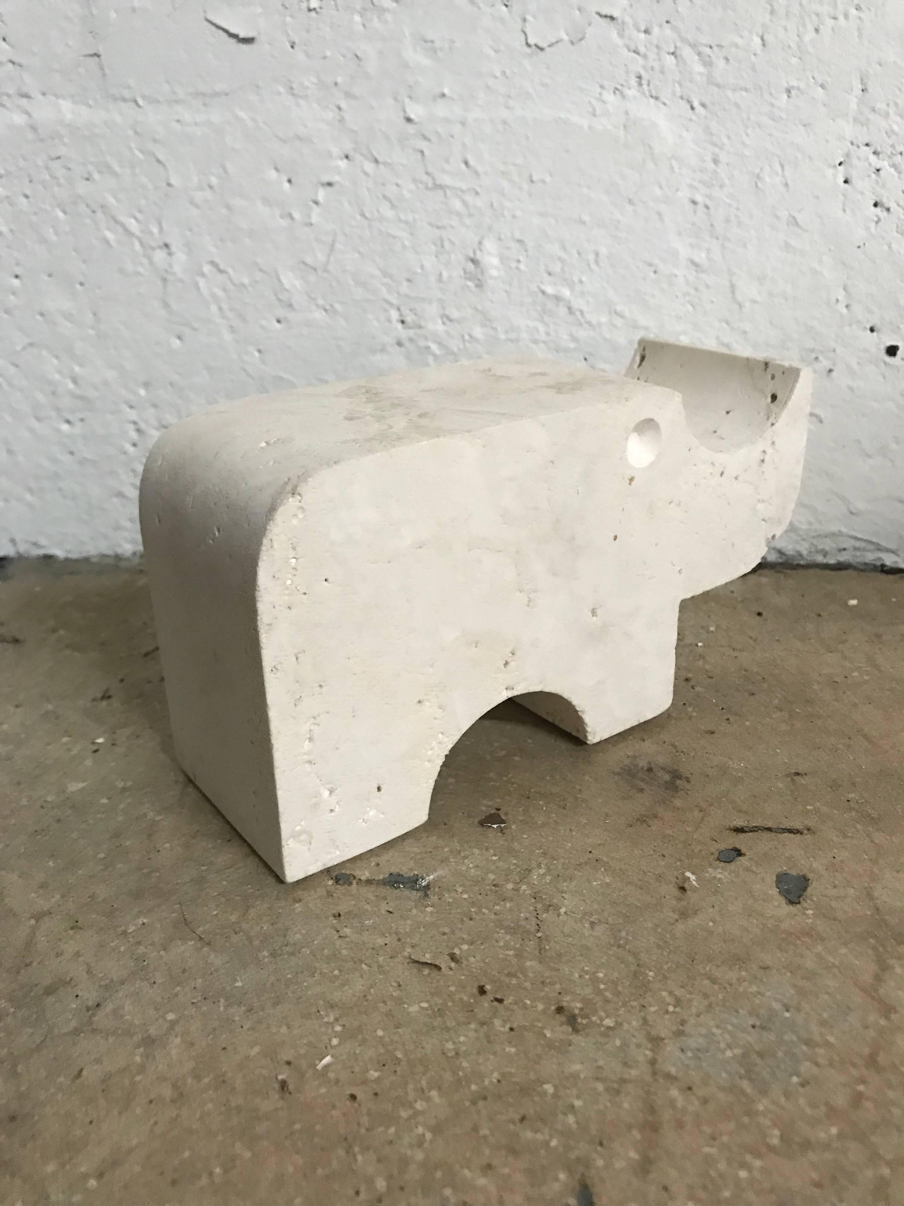 Pair of Italian Modern Travertine Rhinoceros Statues by Flli Mannelli for Raymor 1