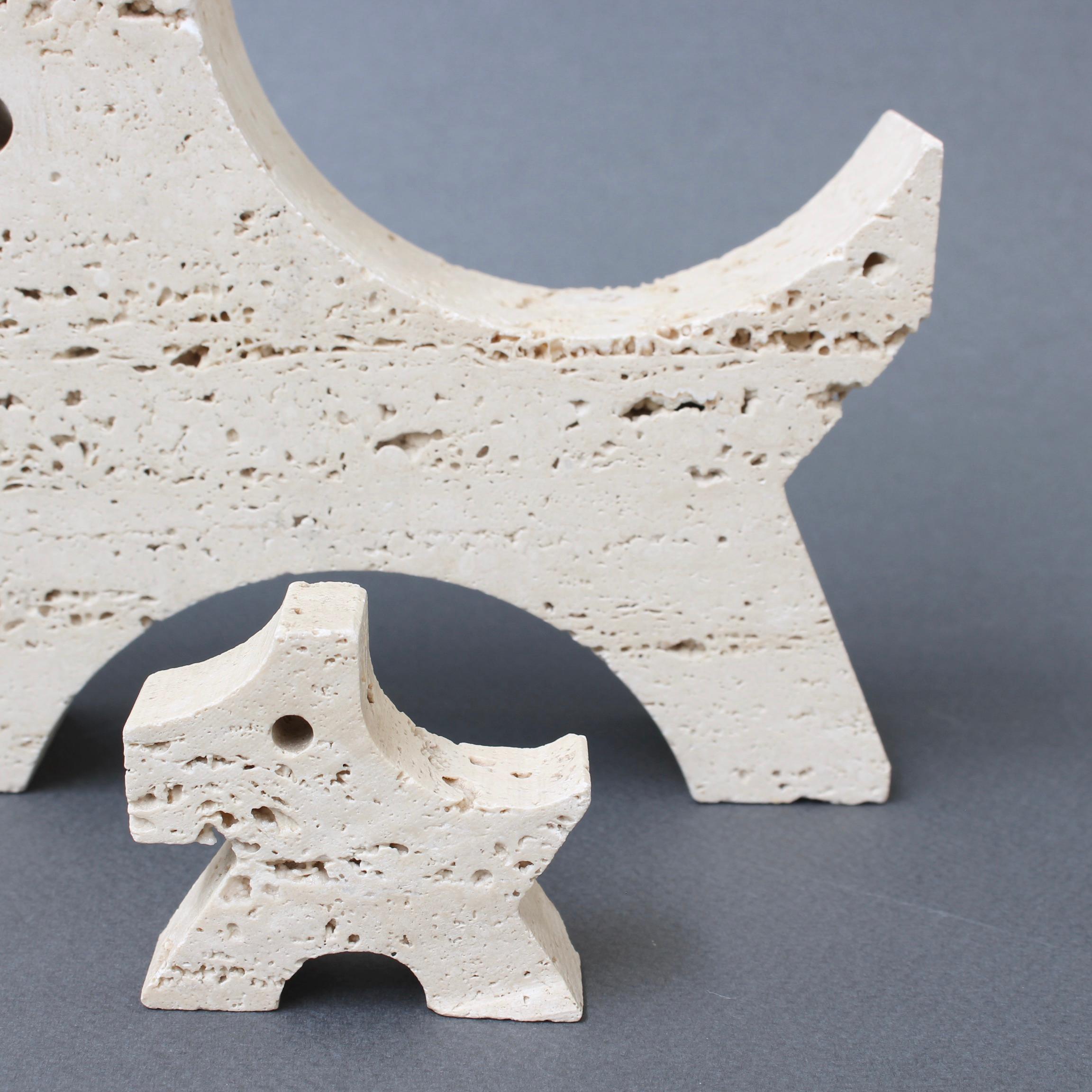 Pair of Travertine Scottish Terrier Desk Sculptures by Fratelli Mannelli 3