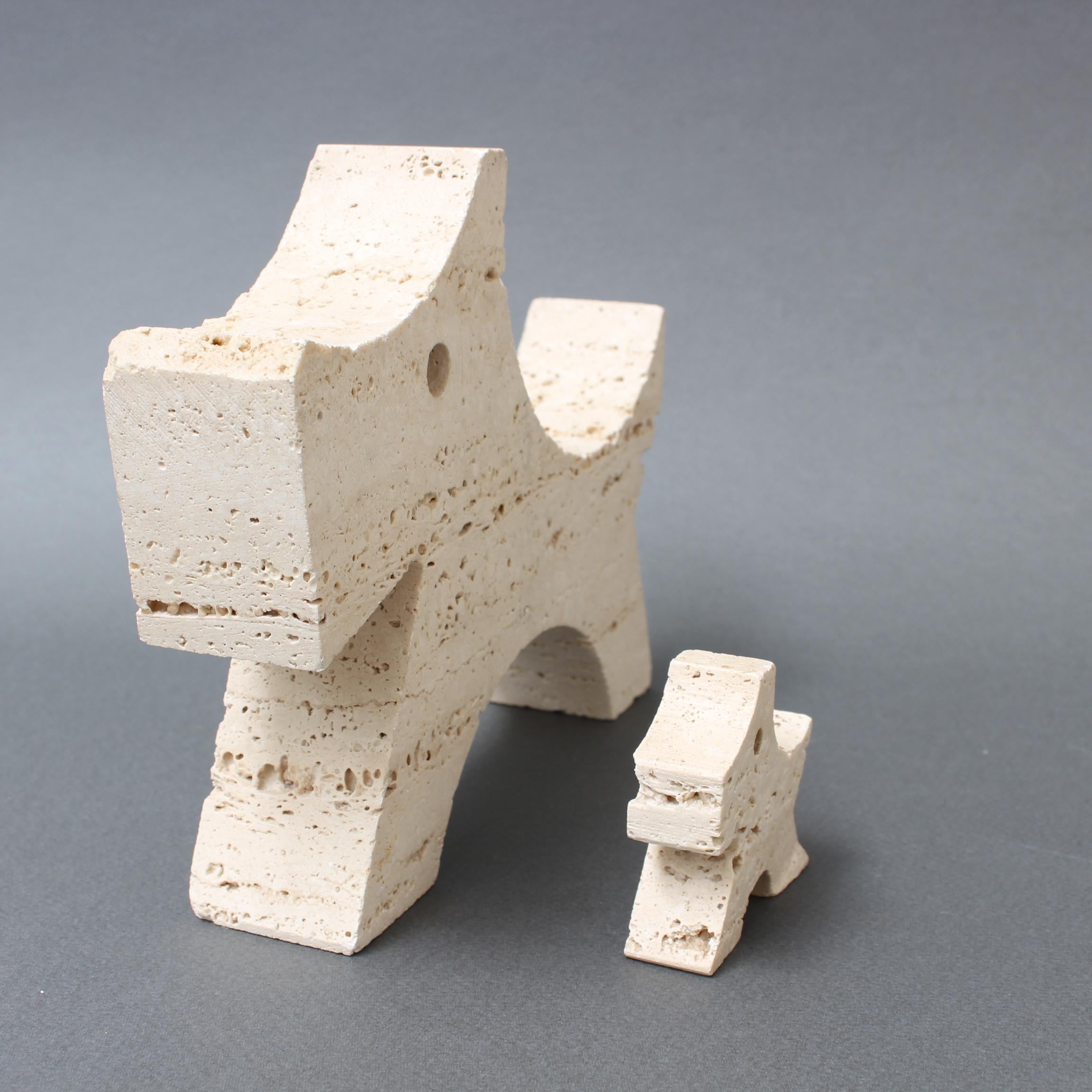 Pair of Travertine Scottish Terrier Desk Sculptures by Fratelli Mannelli 5
